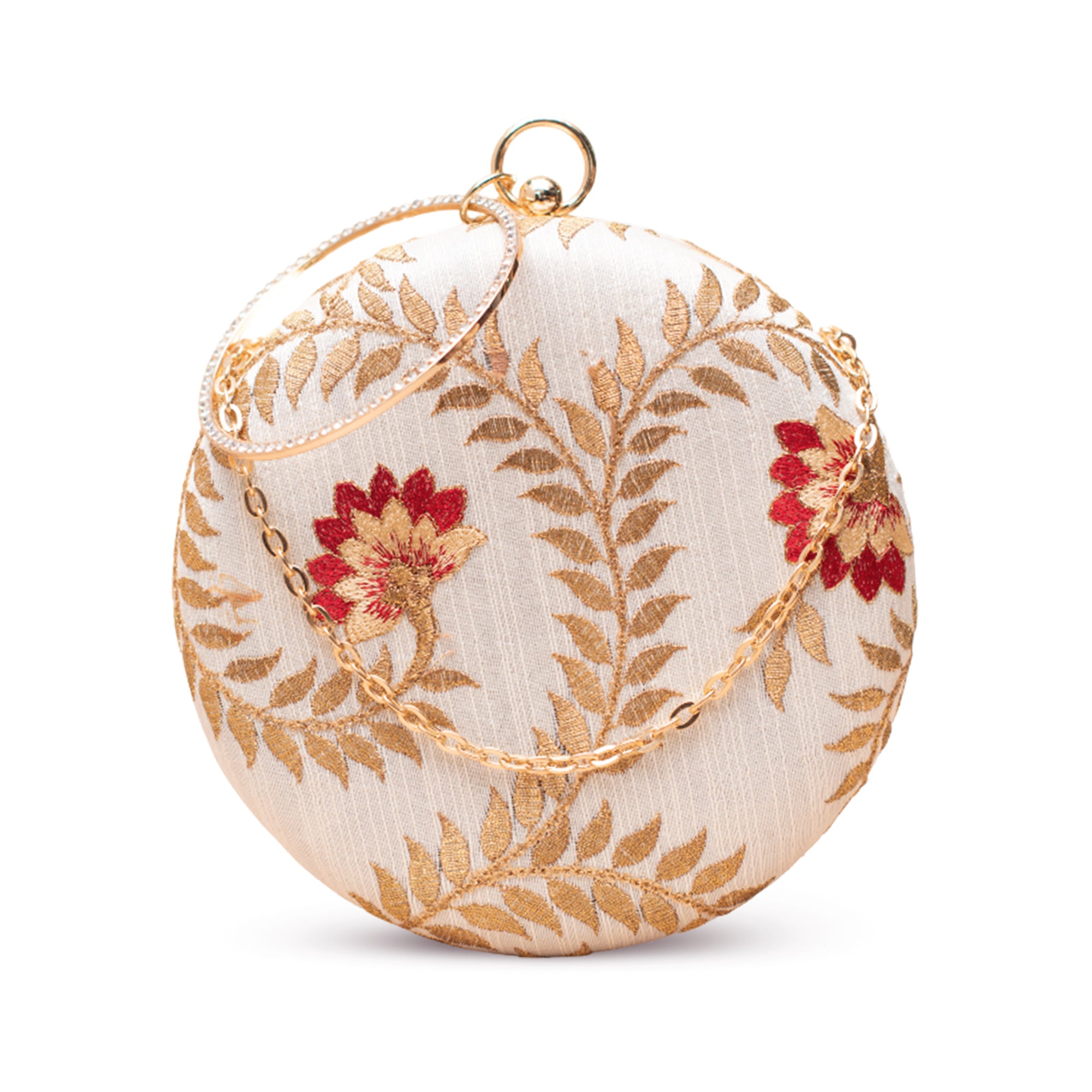 Artklim Golden Bloom Round Embroidery Clutch
