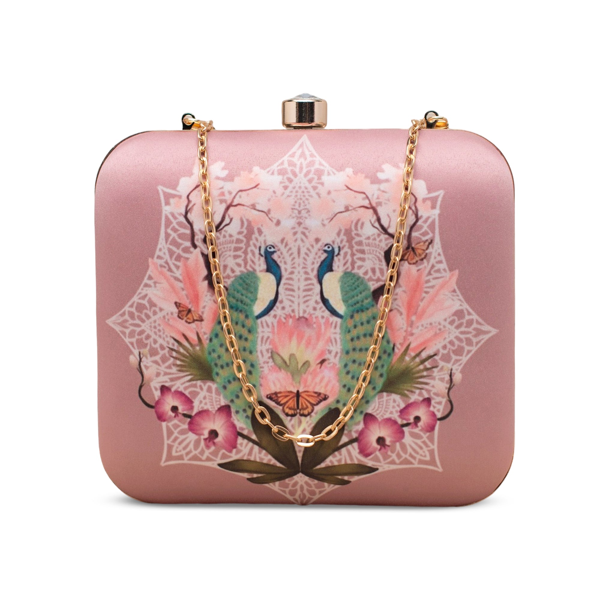 Artklim Royal Peacock Printed Clutch