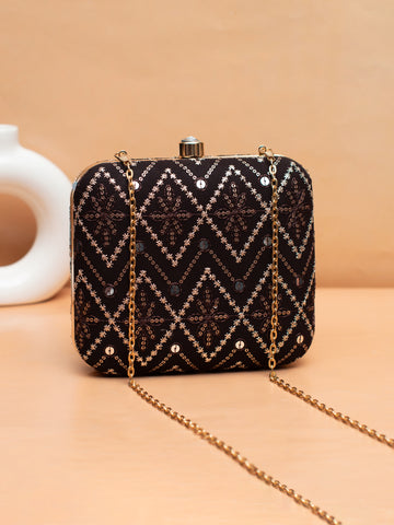 Artklim Midnight Glam – Black Embellished Clutch