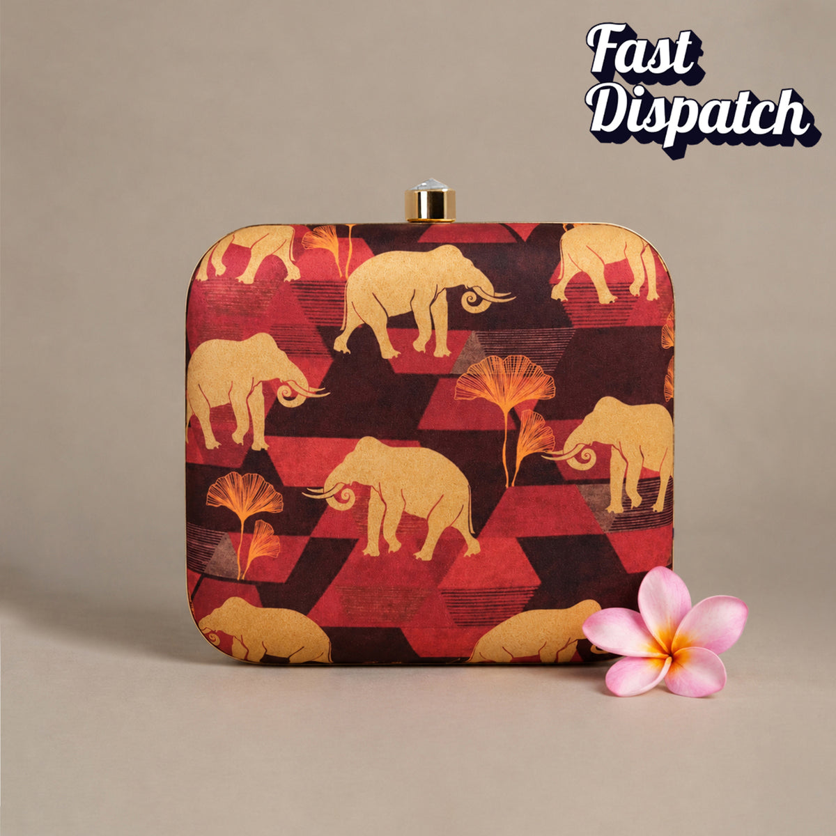 Artklim Traditional Elephant Geometric Pattern Printed Clutch