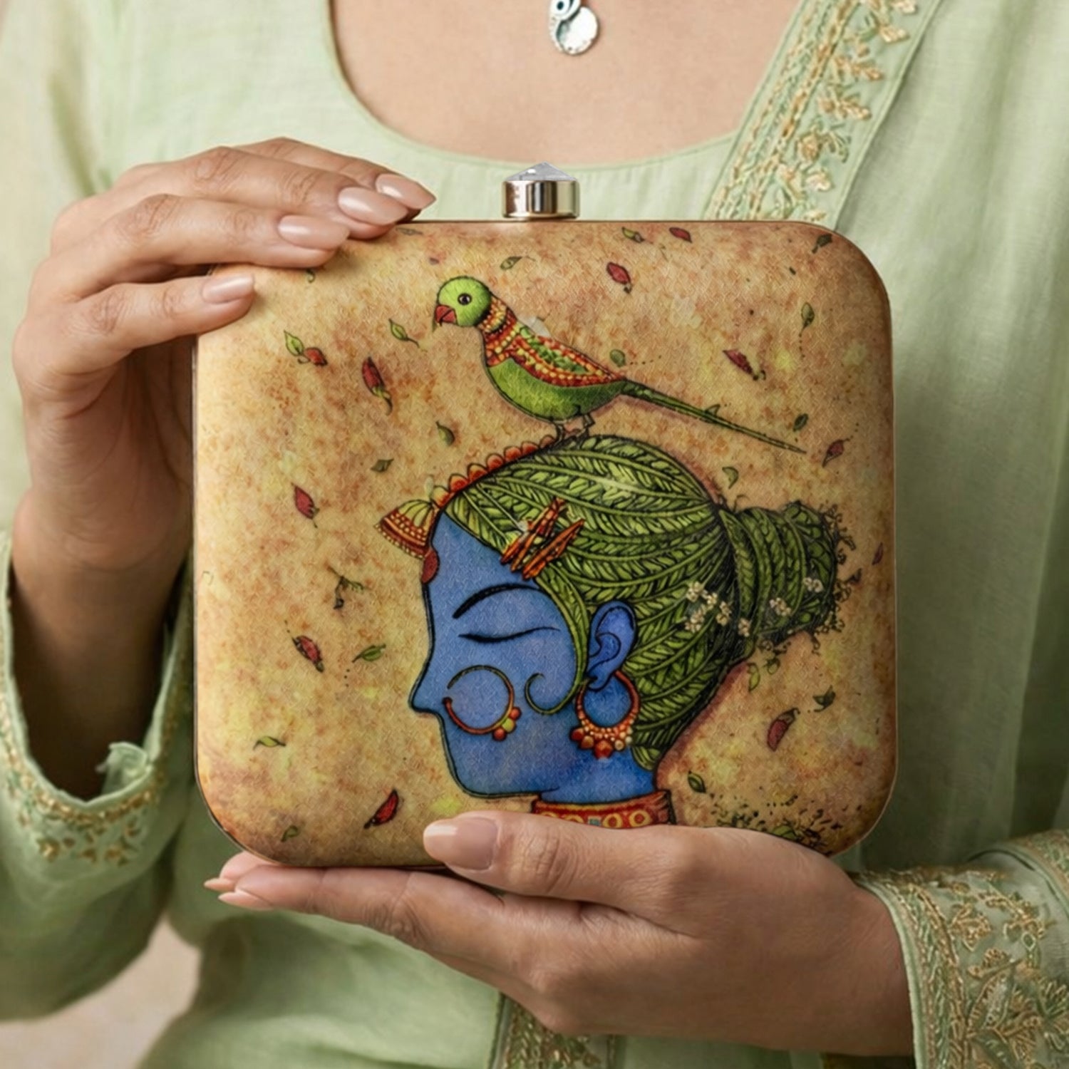 Artklim Serene Parrot Dream Printed Clutch