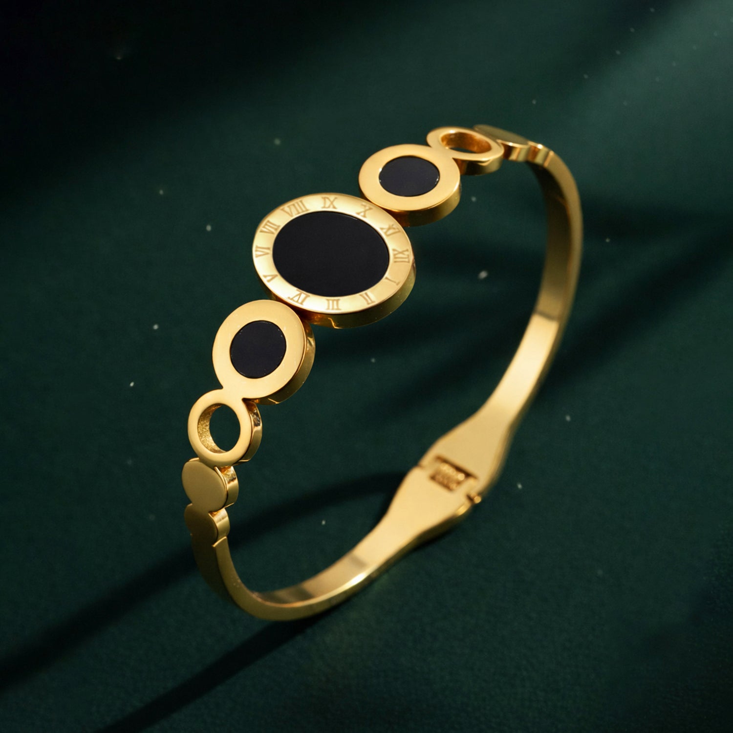 Artklim Gold Plated Classic Black Dial Anti-Tarnish Bangle Bracelet