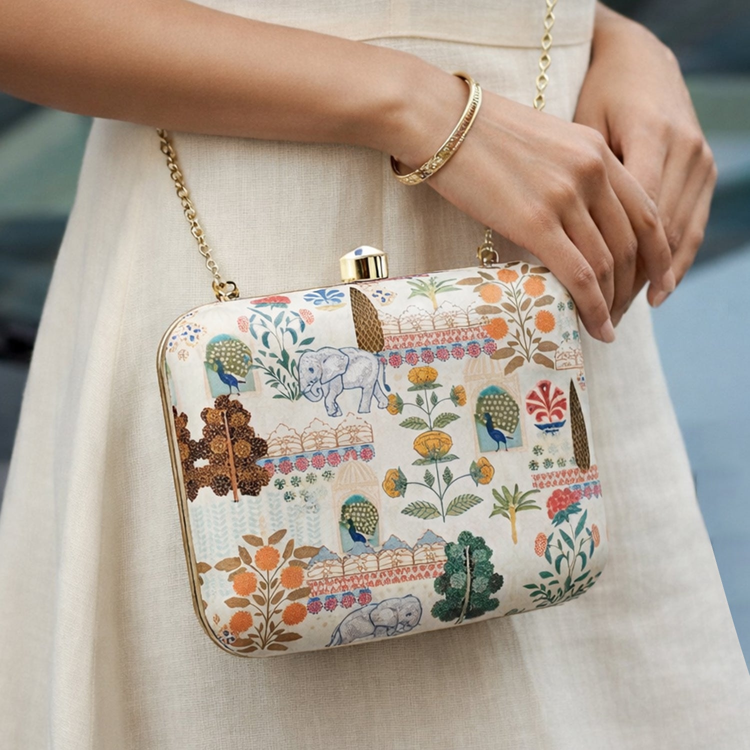 Beautiful Botanic Theme Printed Clutch