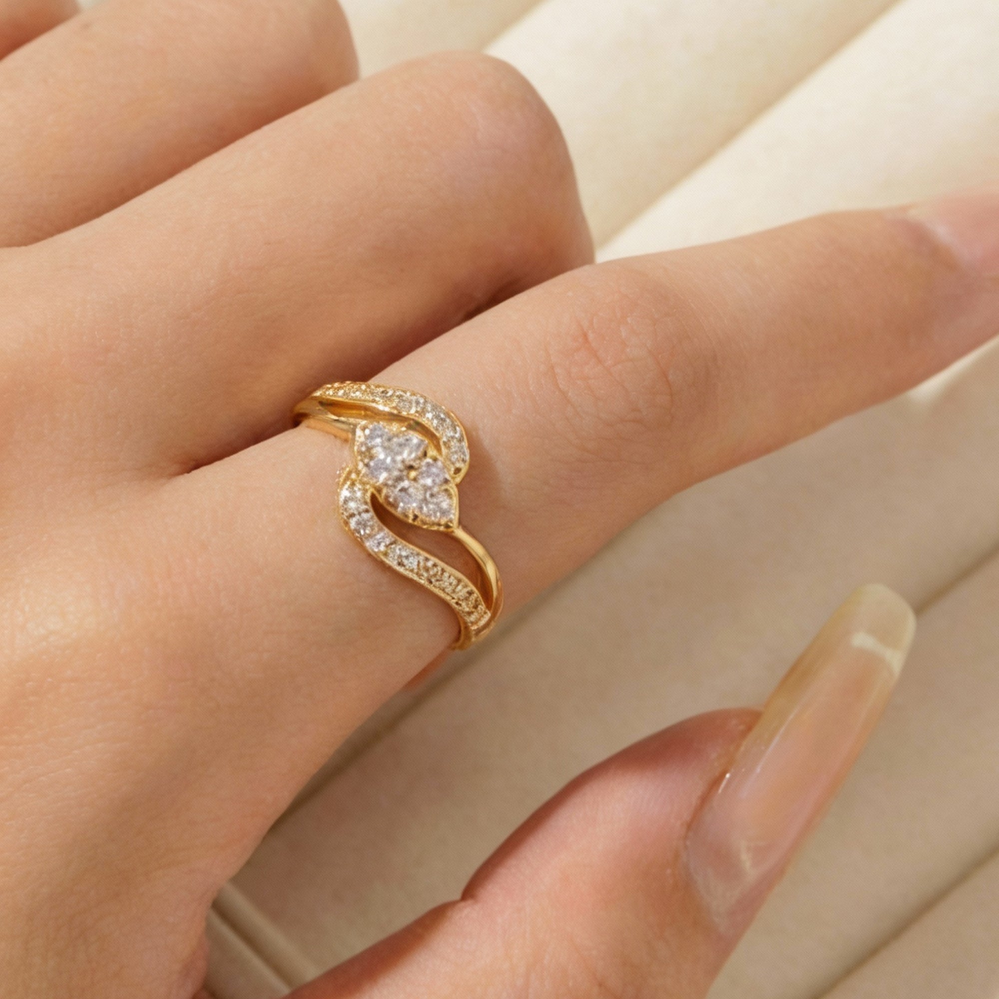 Artklim Gold-Plated Swirl Spark Anti-Tarnish Ring
