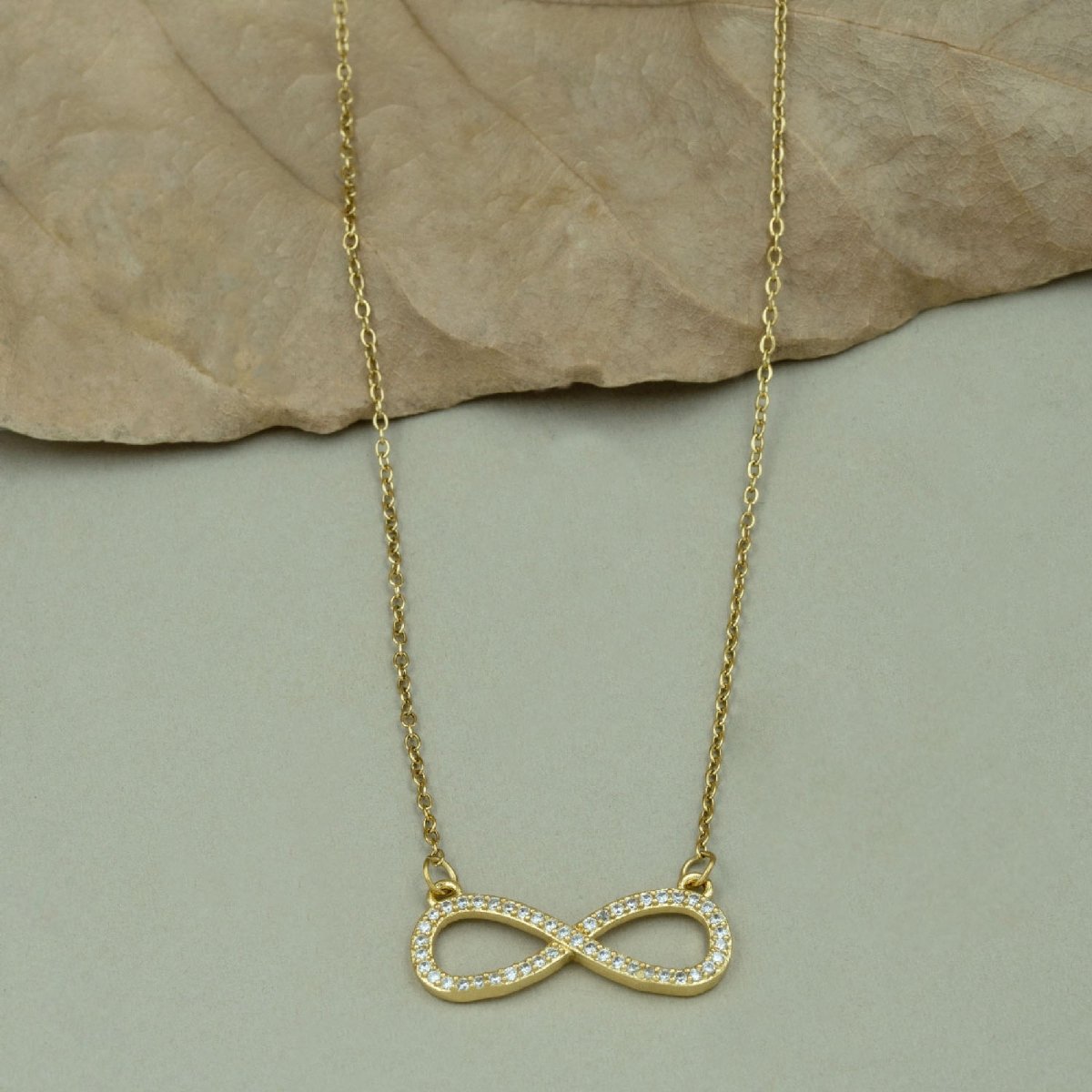 Artklim Gold Plated Studded Infinity Pendant Necklace