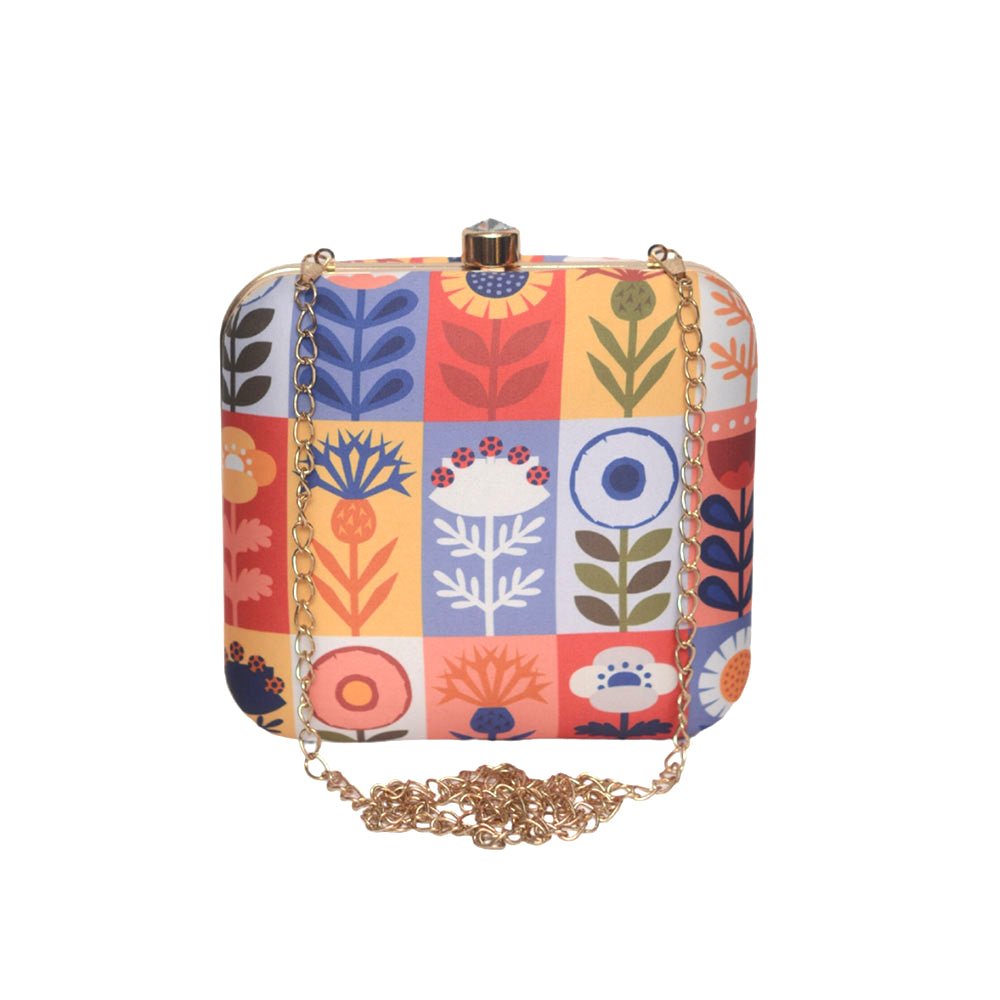 Multipattern Floral Printed Clutch