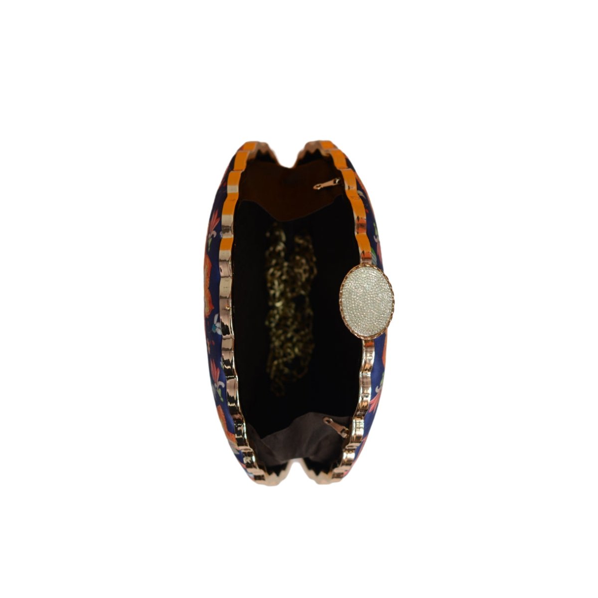 Artklim Blue Floral Printed D-shape Clutch