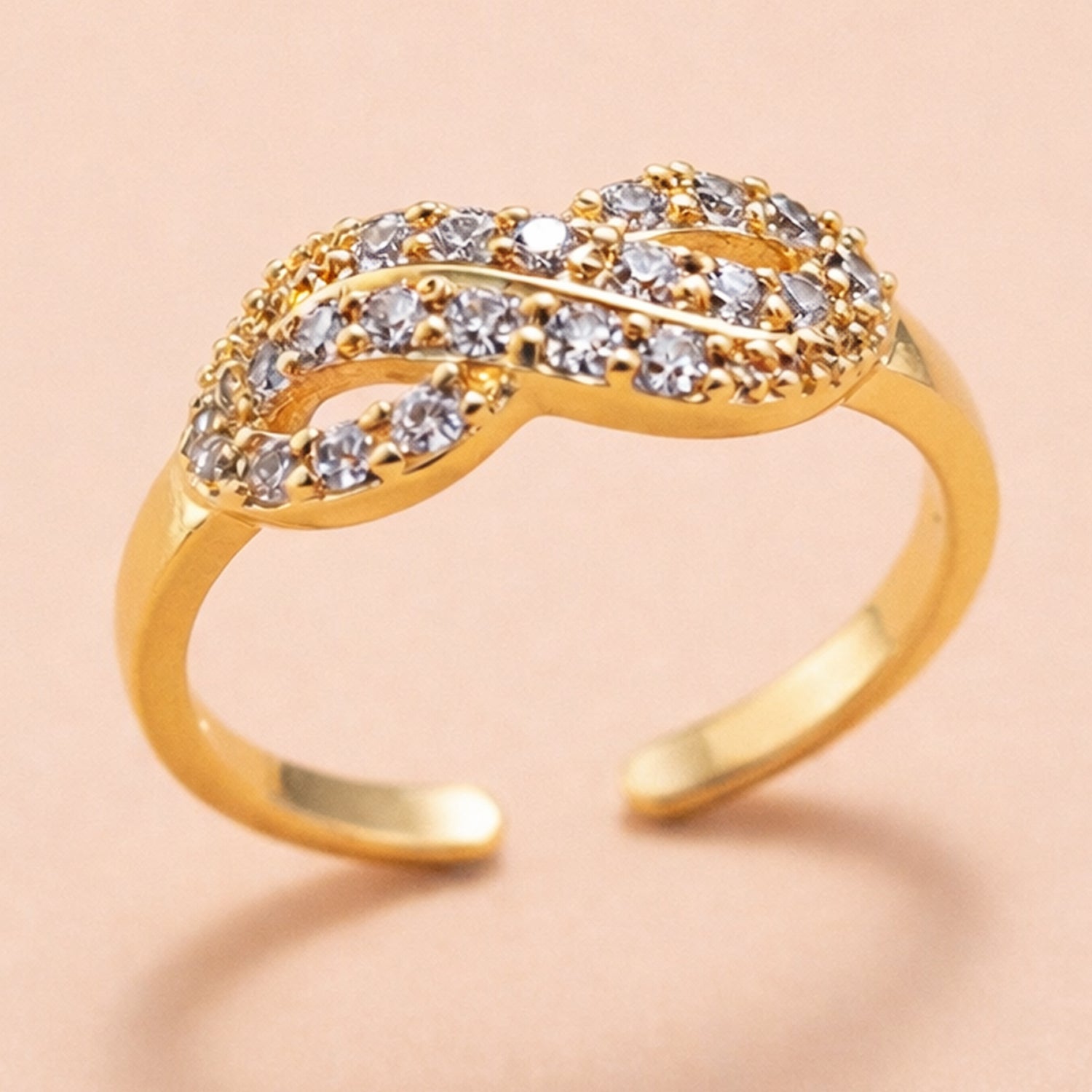 Artklim Gold-Plated Infinity Sparkle Design Anti-Tarnish Ring