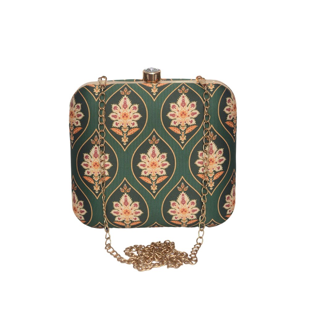 Green Aesthetic Printed Clutch