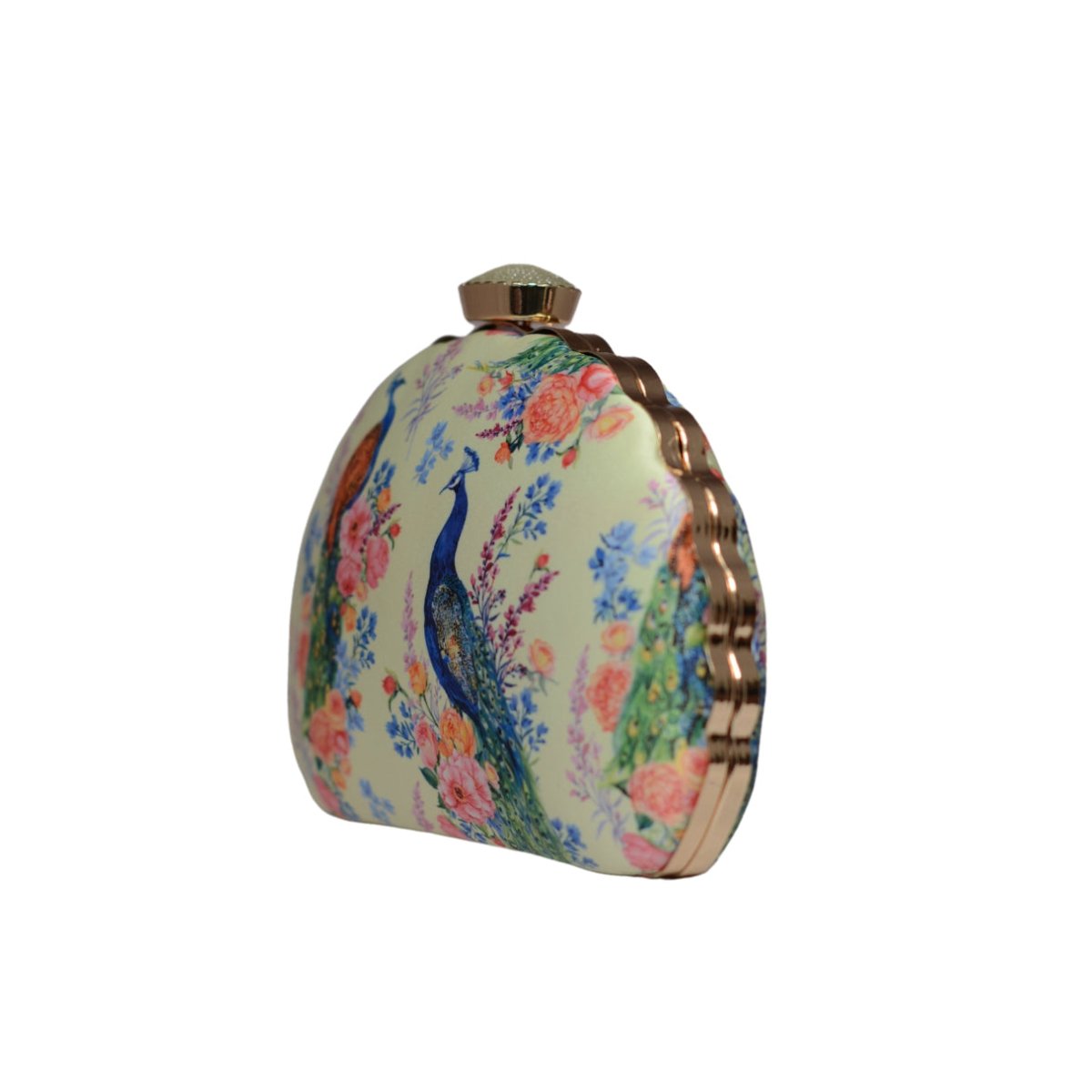Artklim Peacock Printed D-shape Clutch