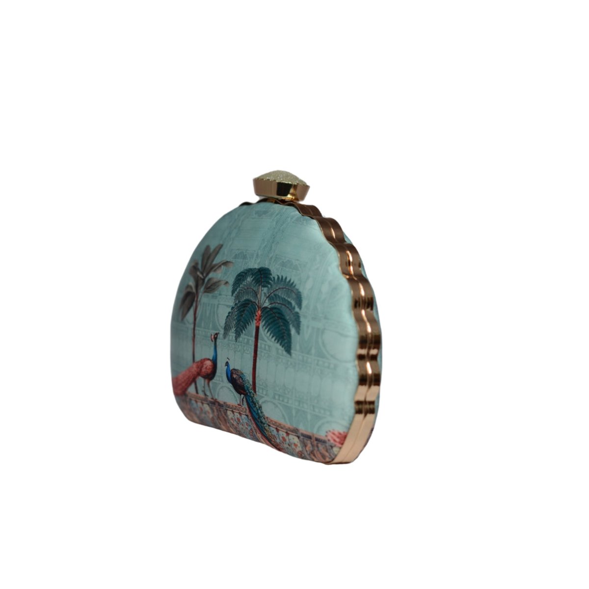 Artklim Peacock Pattern Printed D-shape Clutch