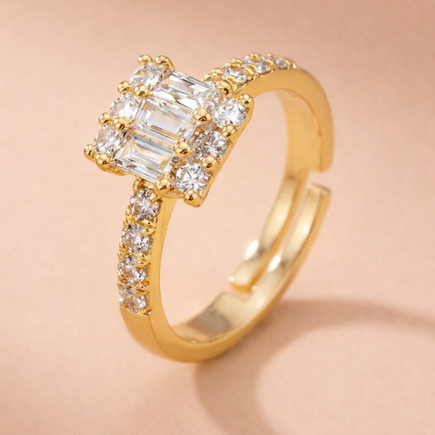 Artklim Gold-Plated Multi-Stone Design Anti-Tarnish Ring