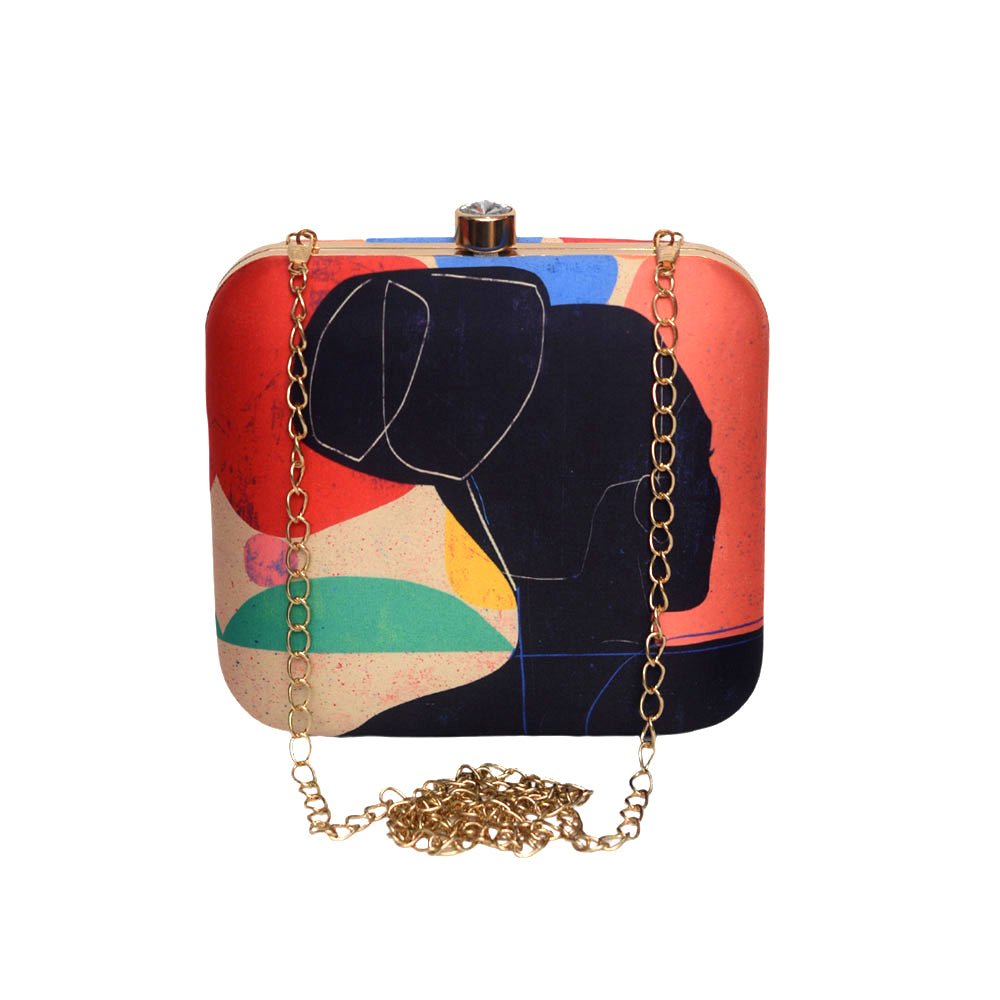 Women Line Art Printed Clutch