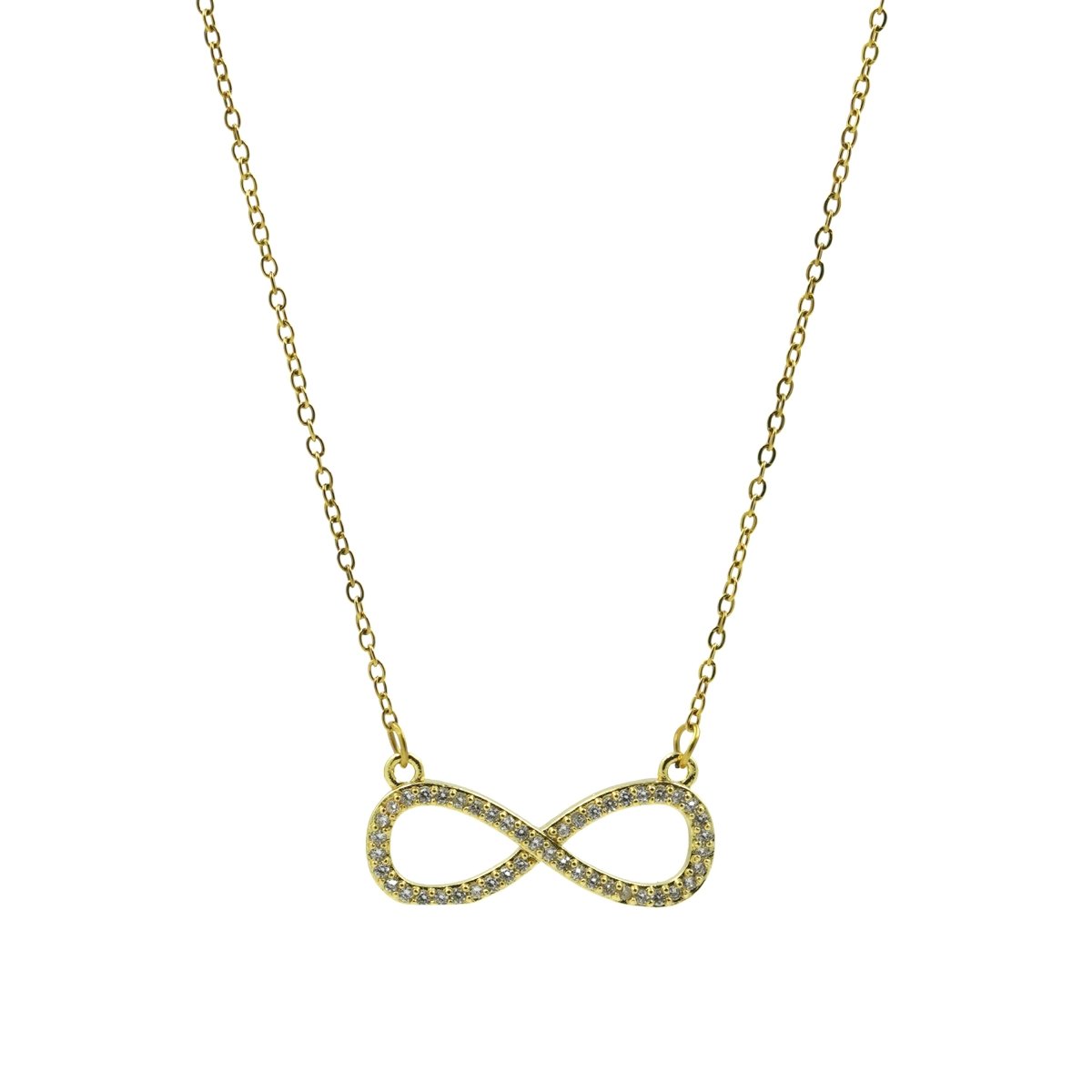 Artklim Gold Plated Studded Infinity Pendant Necklace