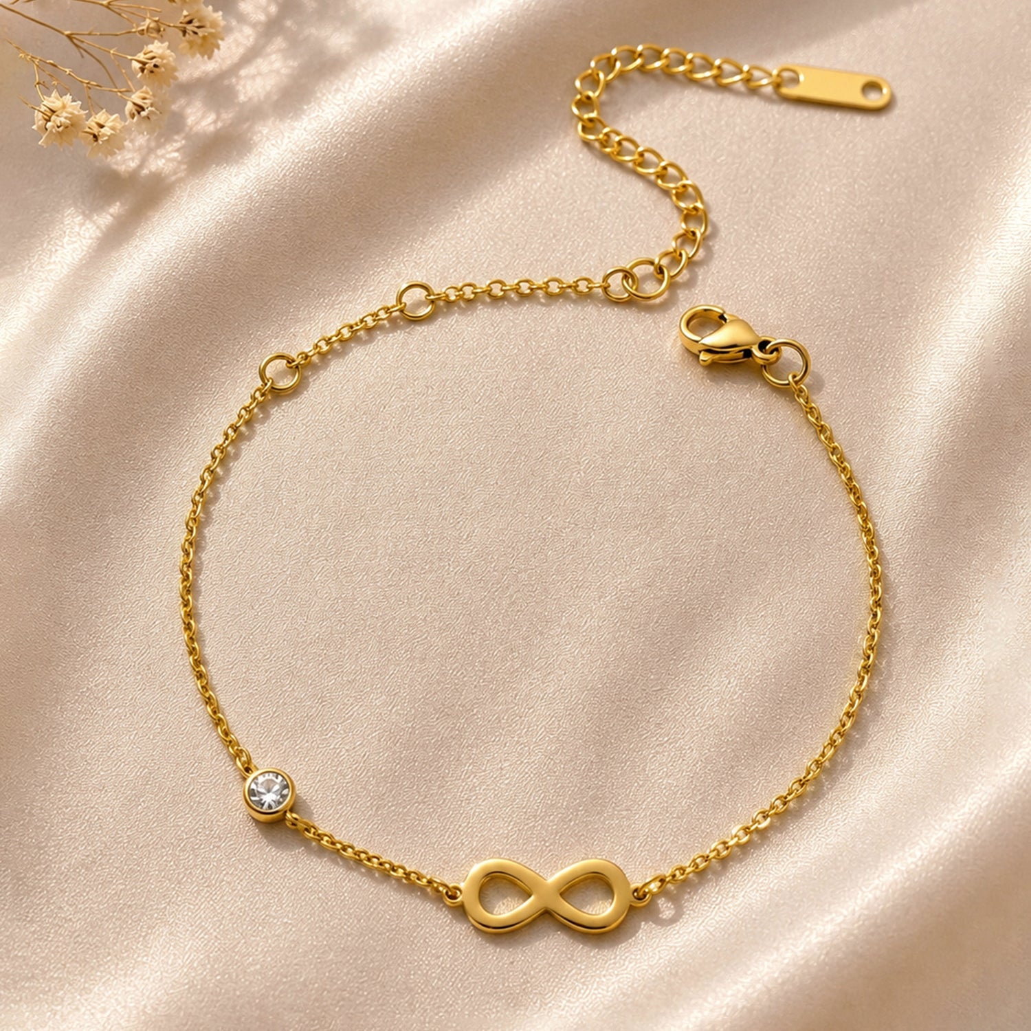 Artklim Minimal Infinity Crystal Gold Chain Anti-Tarnish Anklet