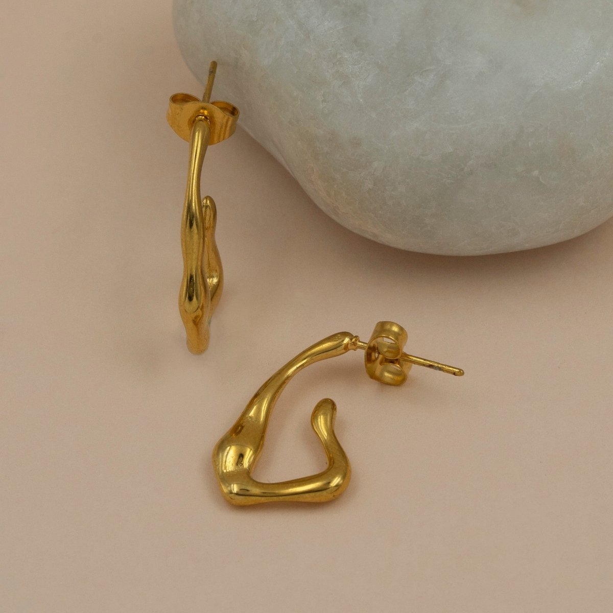 Artklim Gold Plated G Shape Hoop Earrings