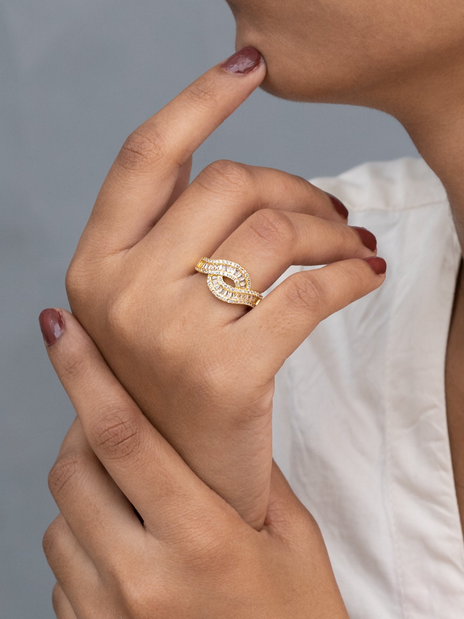 Artklim Gold-Plated Weave Sparkle Anti-Tarnish Ring