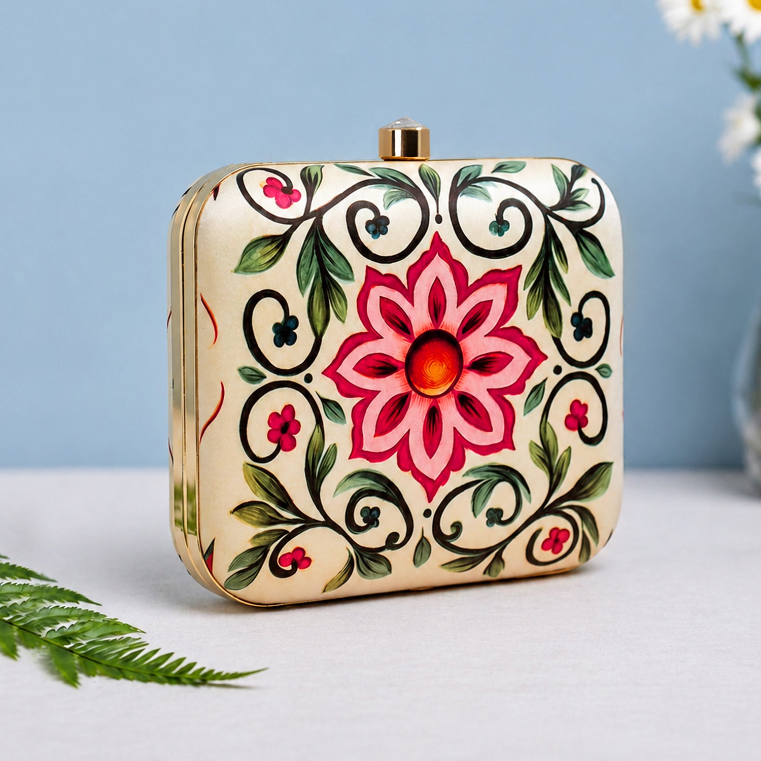 Artklim Floral Lotus Printed Designer Clutch