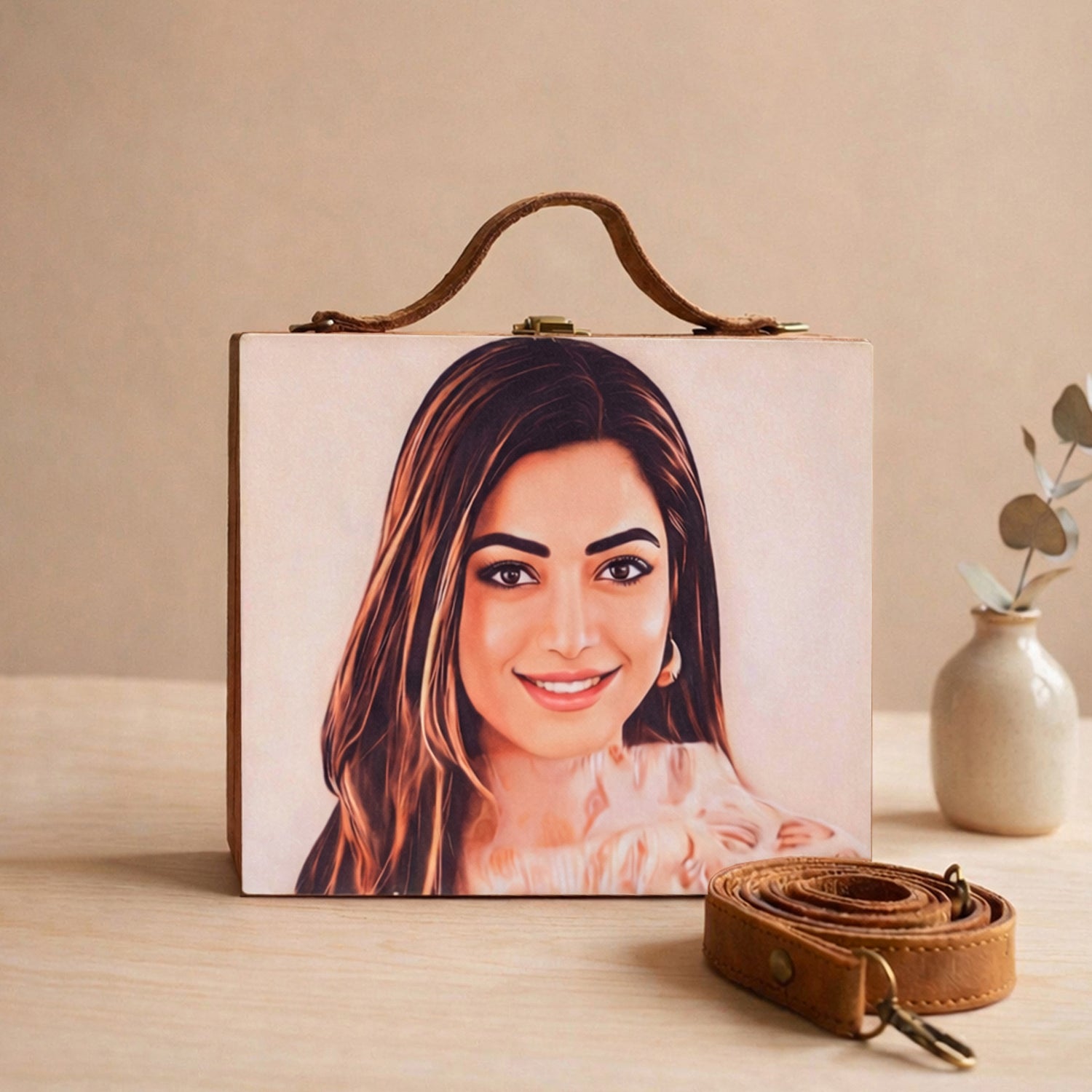Portrait Caricature Personalised Suitcase Style Clutch Bag