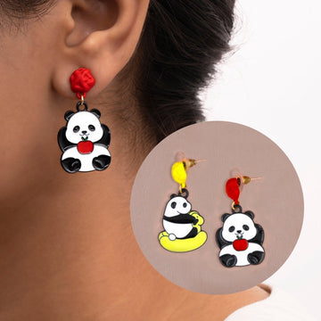 Artklim Cute Pandas Mismatched Drop Earrings