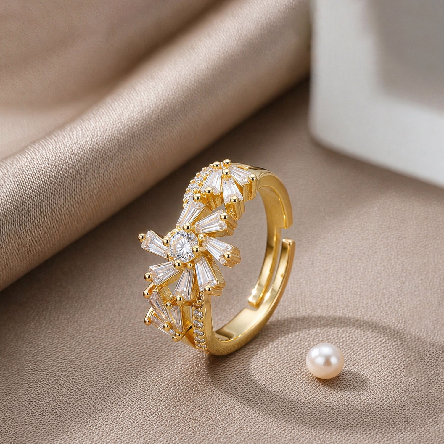 Artklim Radiant Floral Burst Gold Anti-Tarnish Ring