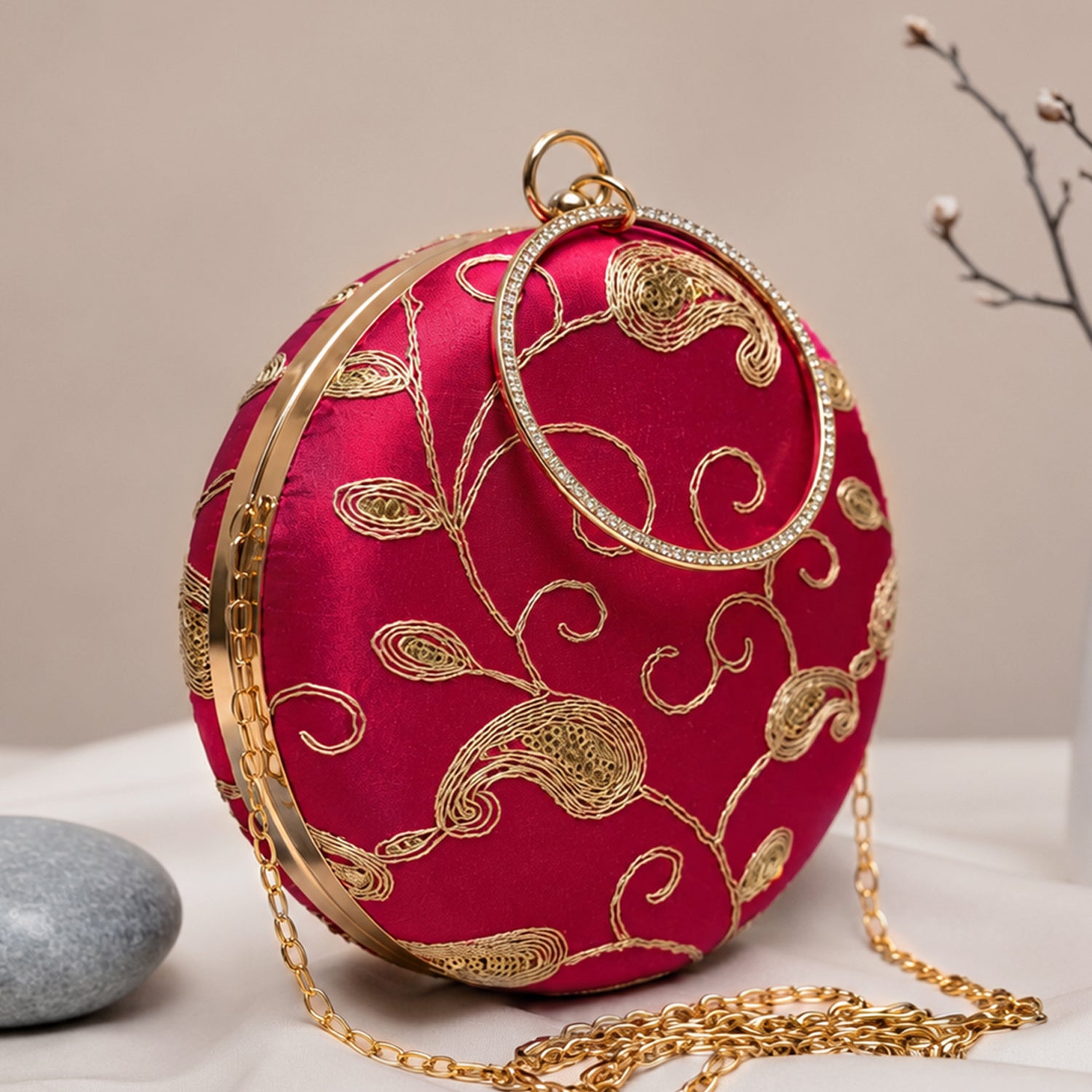Artklim Royal Red Zari Embroidery Clutch