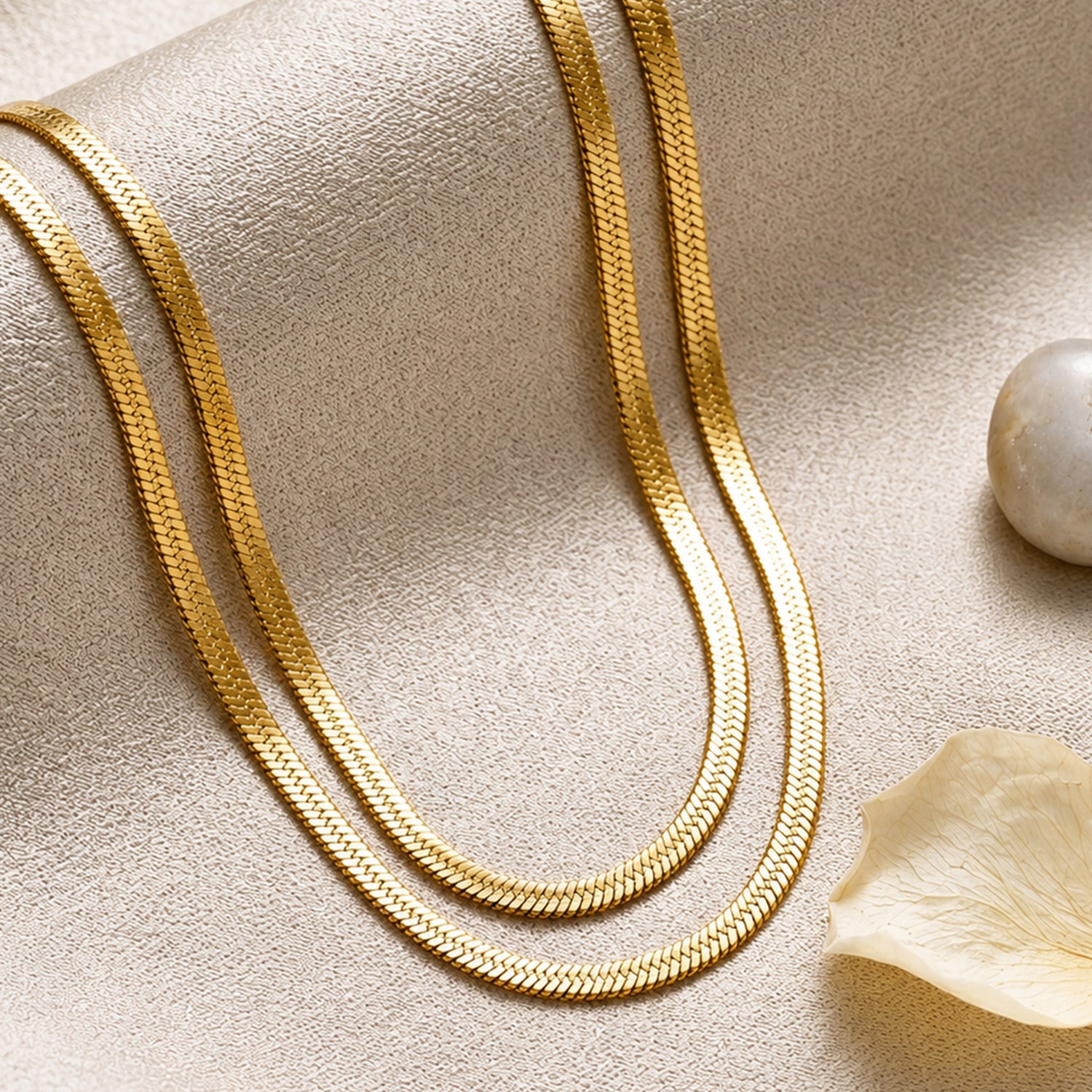 Artklim Classic Herringbone Chain Anti-Tarnish Pendant Necklace
