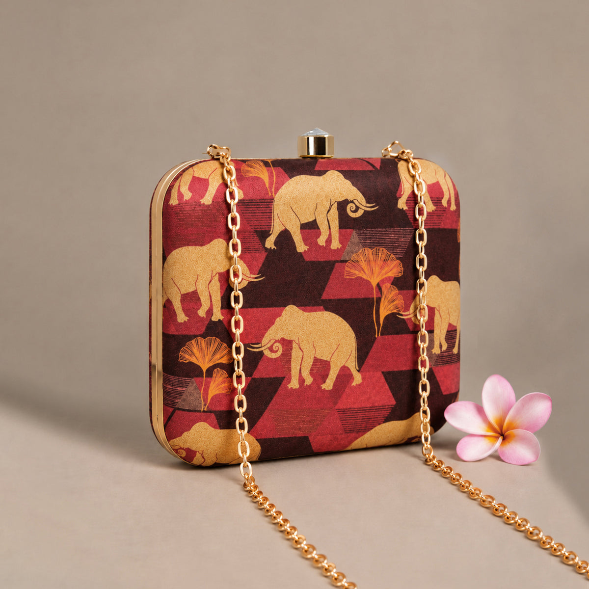 Artklim Traditional Elephant Geometric Pattern Printed Clutch