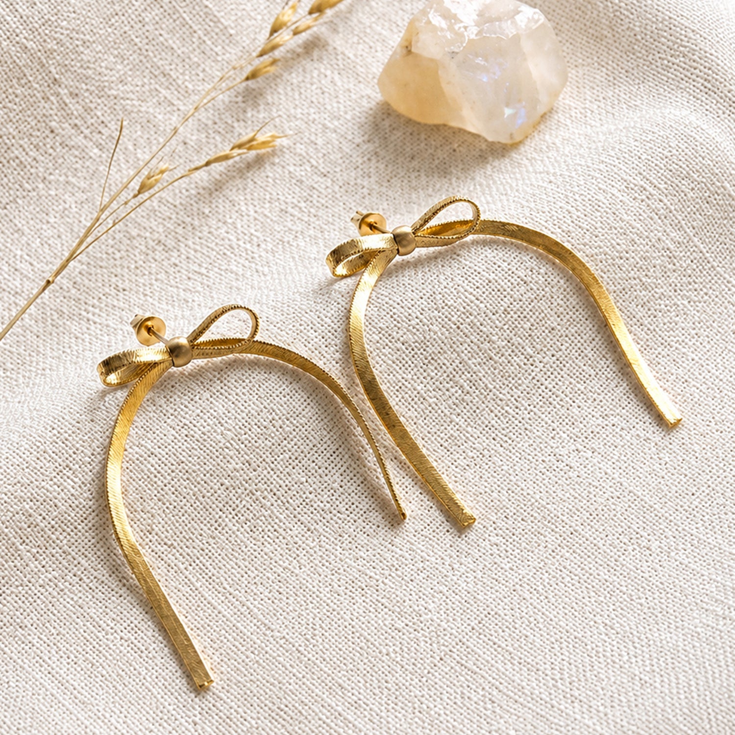 Artklim Elegant Bow Ribbon Tassel Anti-Tarnish Earring