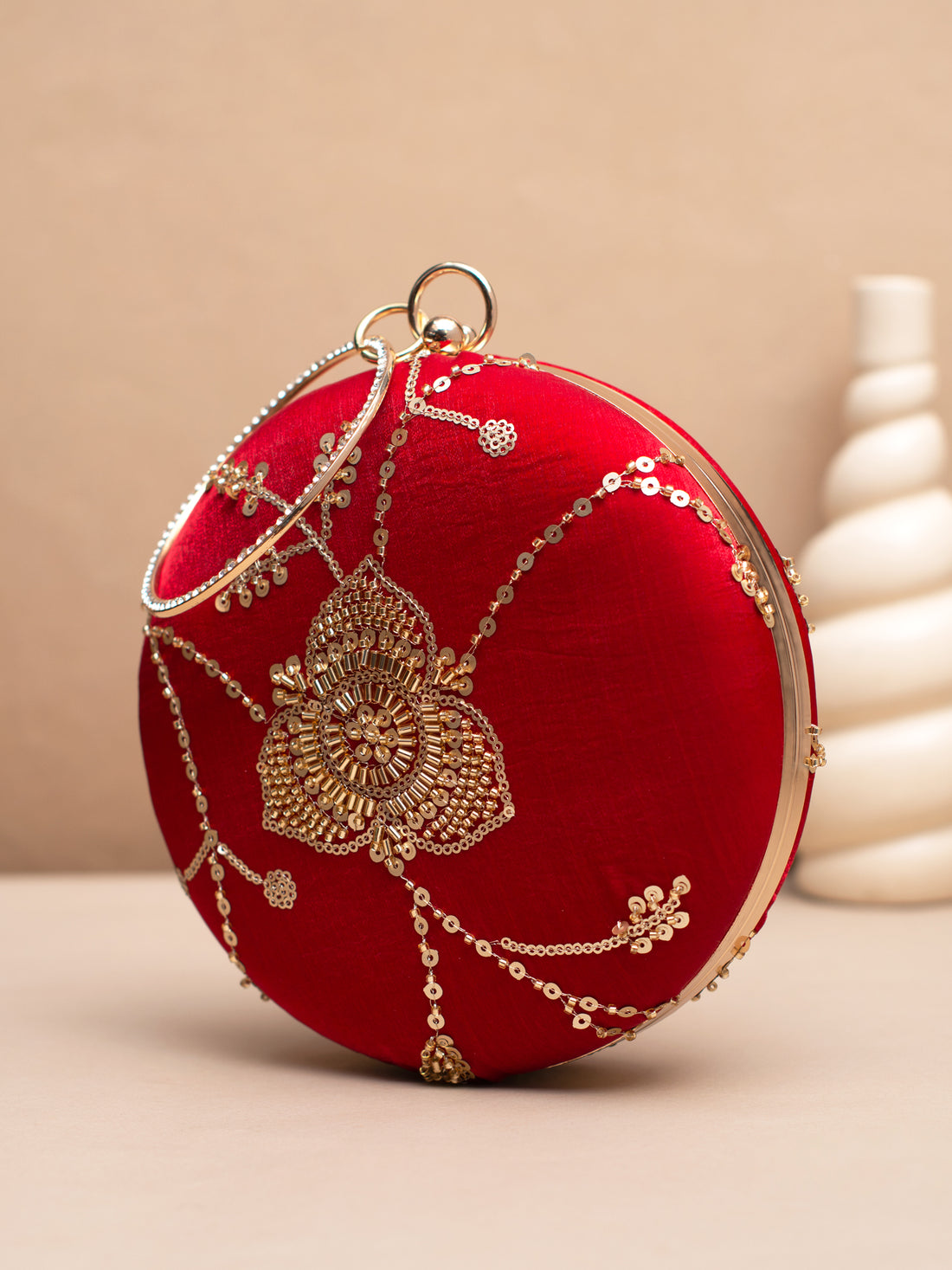 Artklim Festive Floral EmbroideryRound Clutch