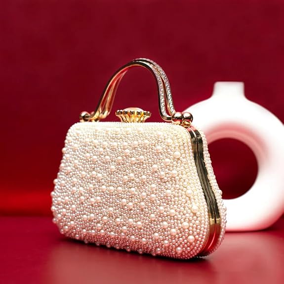 Artklim Pearl Embellished Elegant Clutch Bag