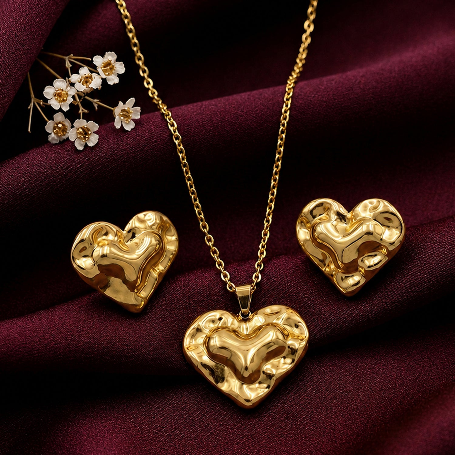 Artklim Molten Heart Statement Anti-Tarnish Pendant Necklace