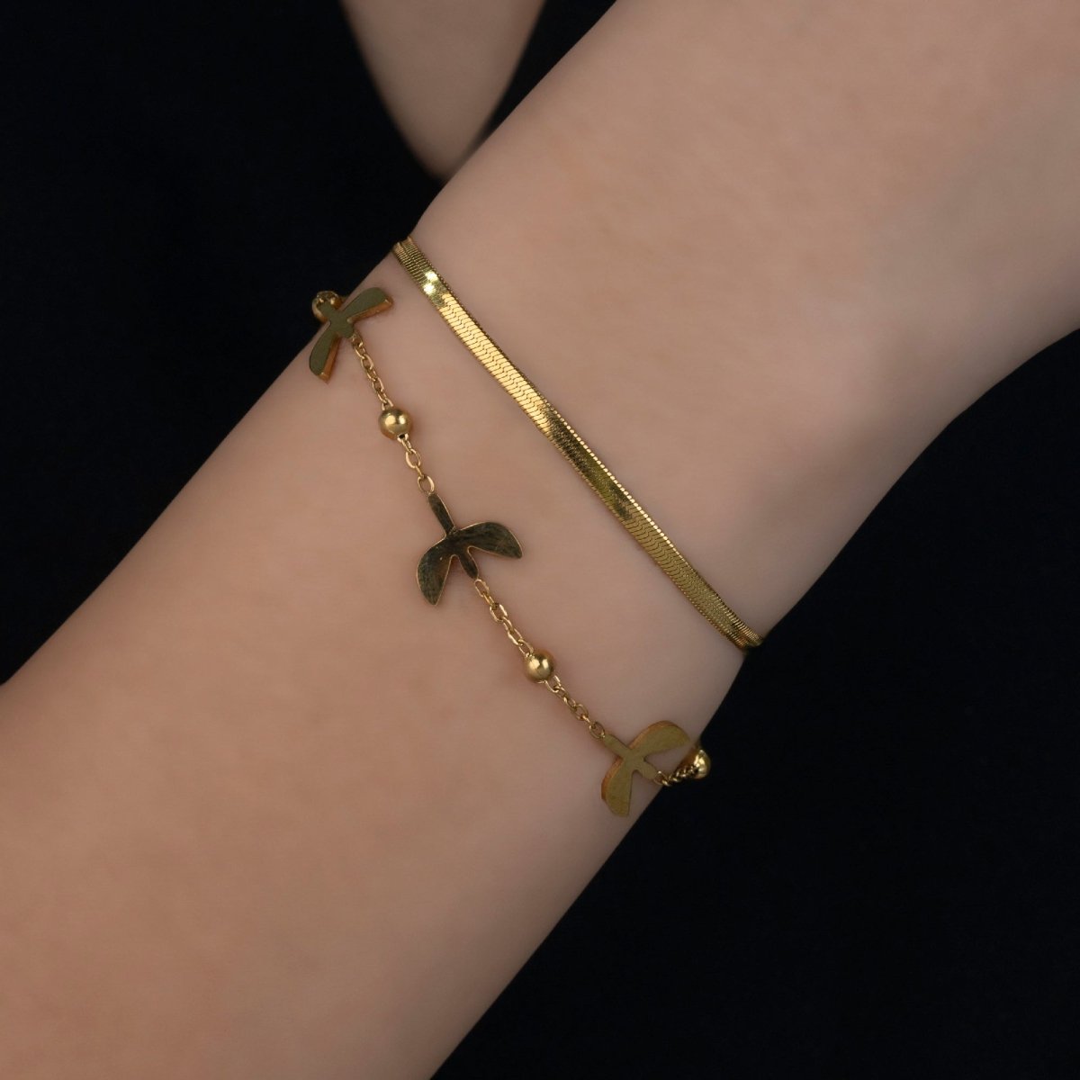 Artklim Gold Plated Wings Of Elegance Bracelet