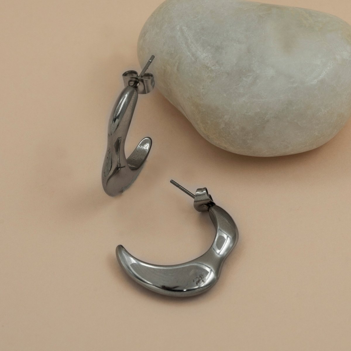 Artklim Silver Plated Crescent Moon Shaped Earrings