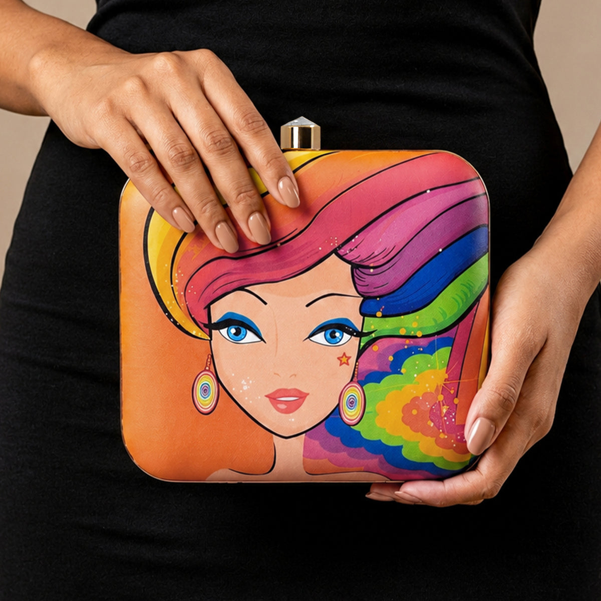 Artklim Colorful Fashion Lady Printed Designer Chain Clutch