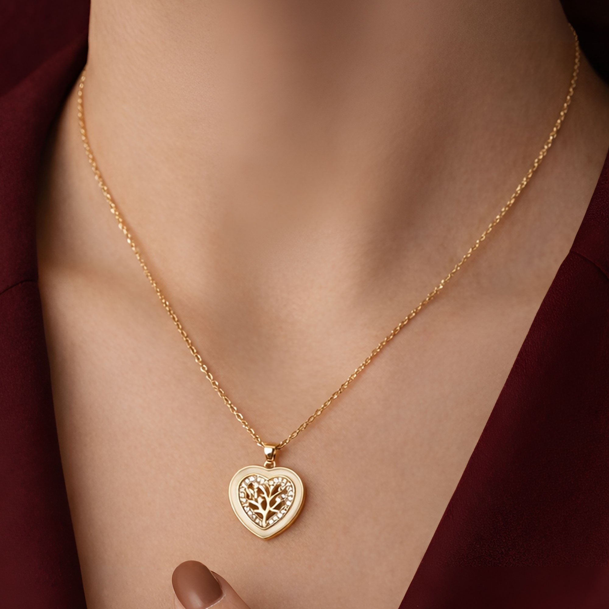 Artklim Gold-Plated Tree of Life Heart Anti-Tarnish Pendant Necklace