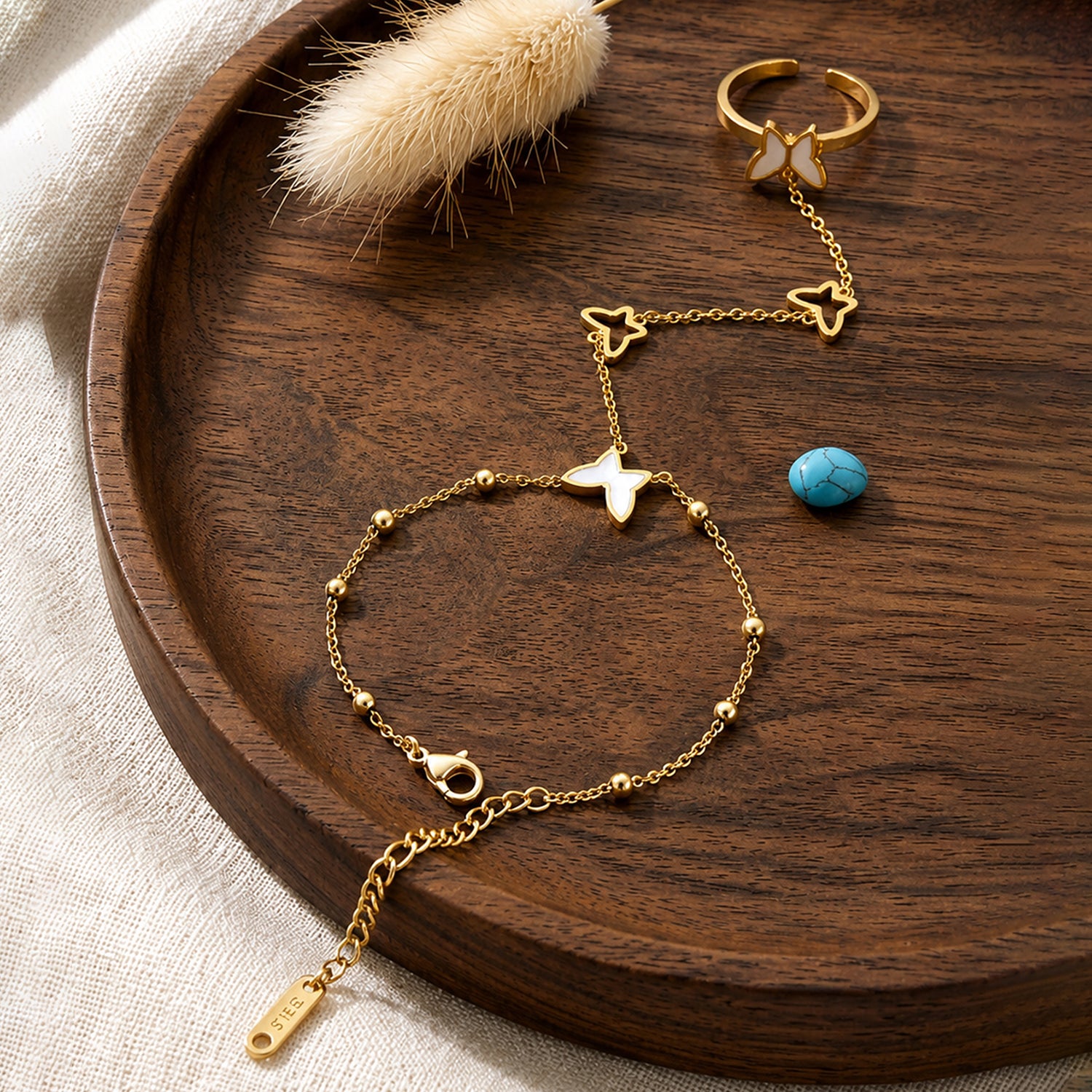 Artklim Butterfly Link Elegance Anti-Tarnish Ring Bracelet