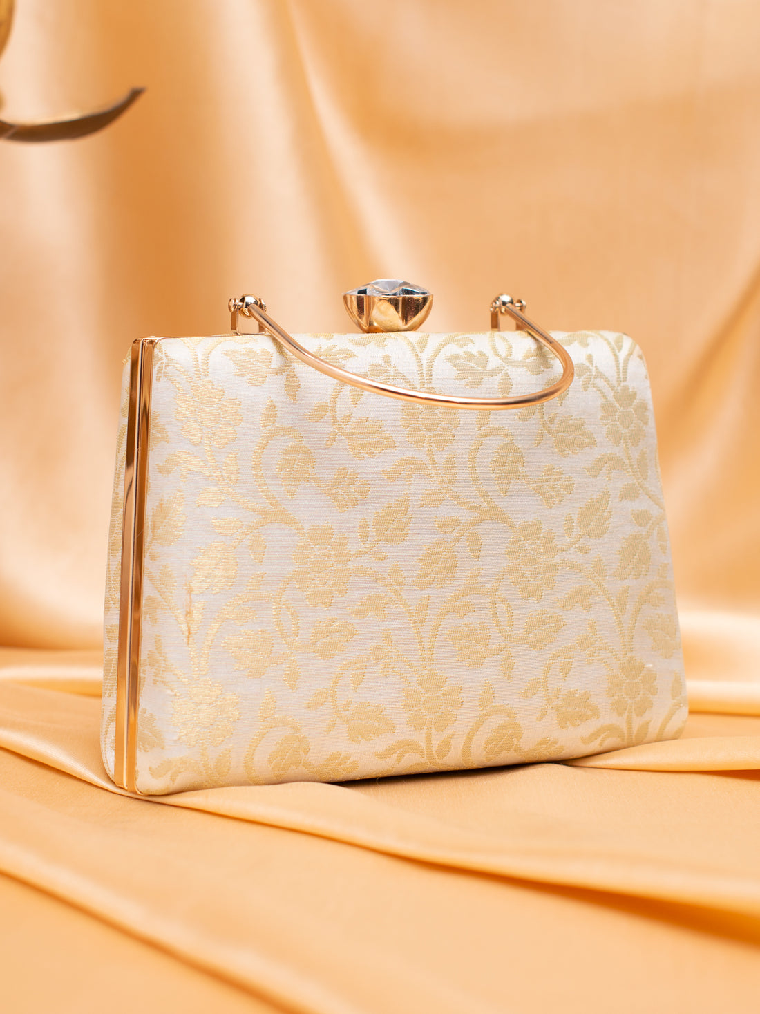 Artklim Elegant Golden Embossed Brocade Clutch