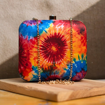 Multicolour Tie And Dye Printed Clutch