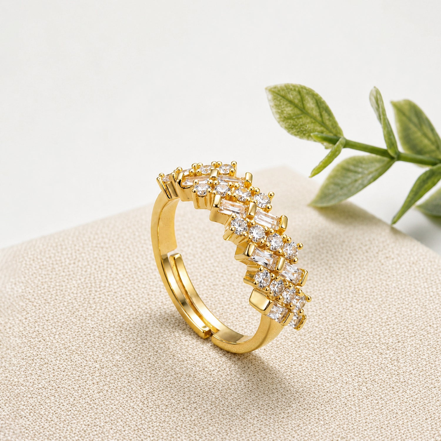 Artklim Luxe Baguette Crown Statement Anti-Tarnish Ring