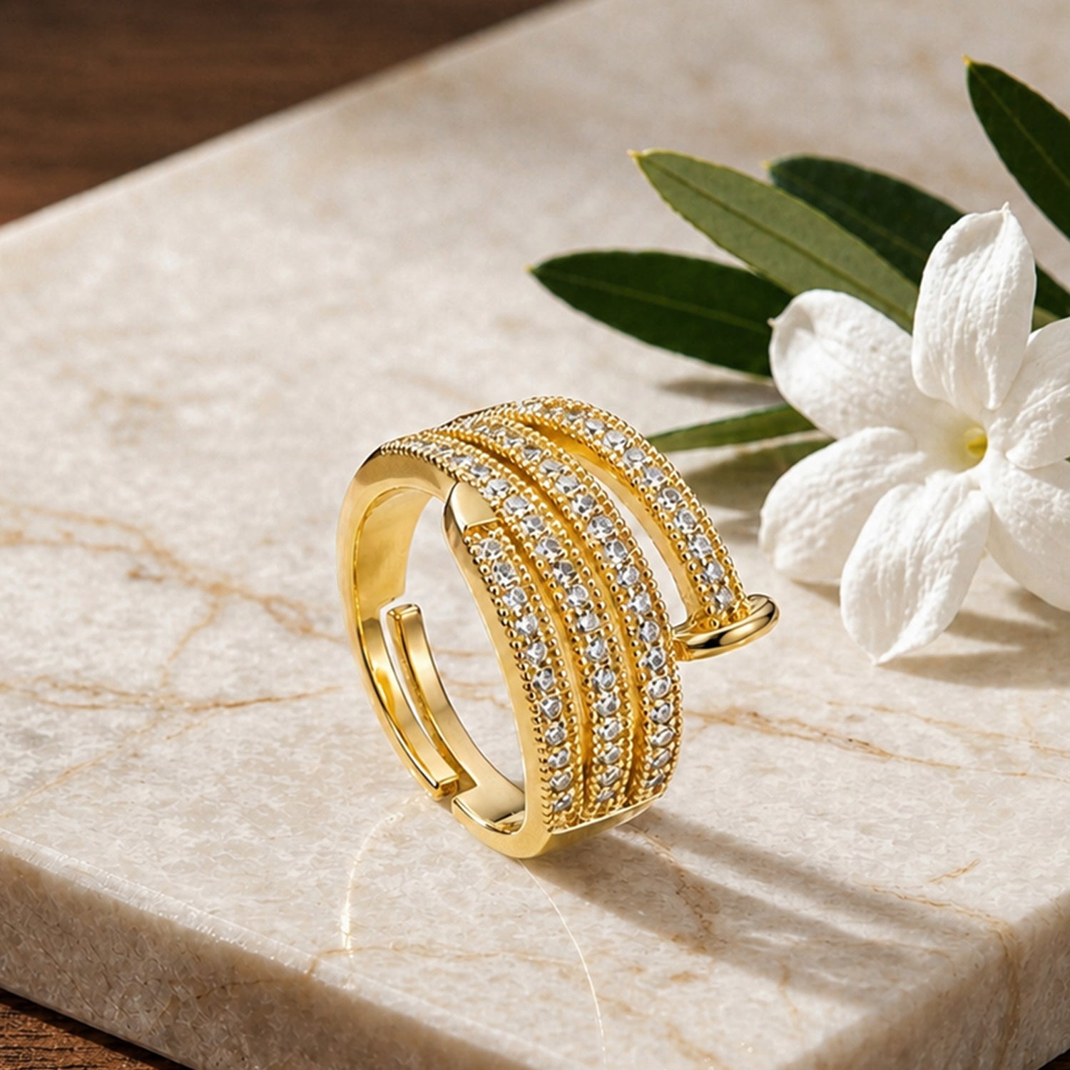 Artklim Multi-Layer Crystal Band Anti-Tarnish Ring