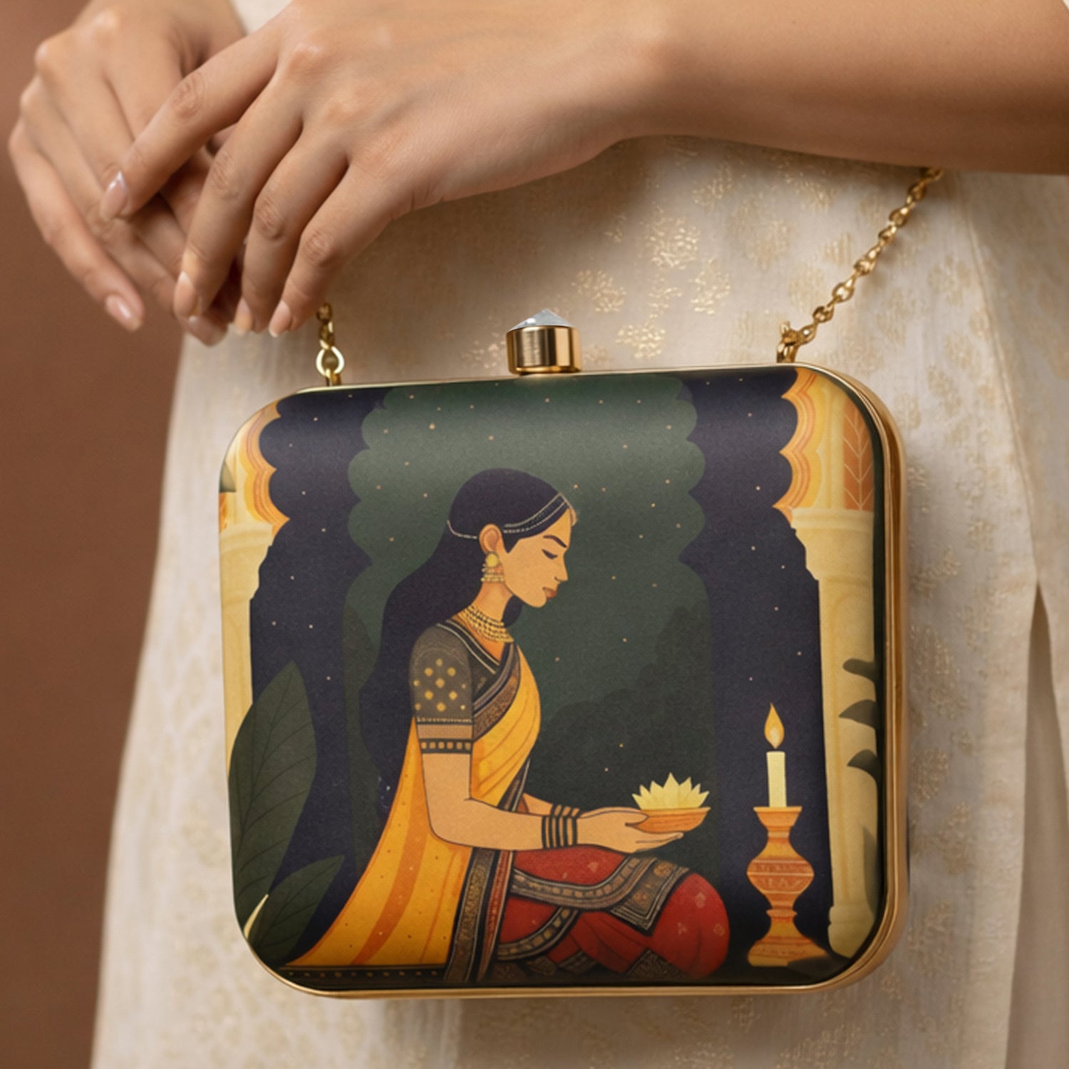 Artklim Traditional Mughal Motif Printed Clutch