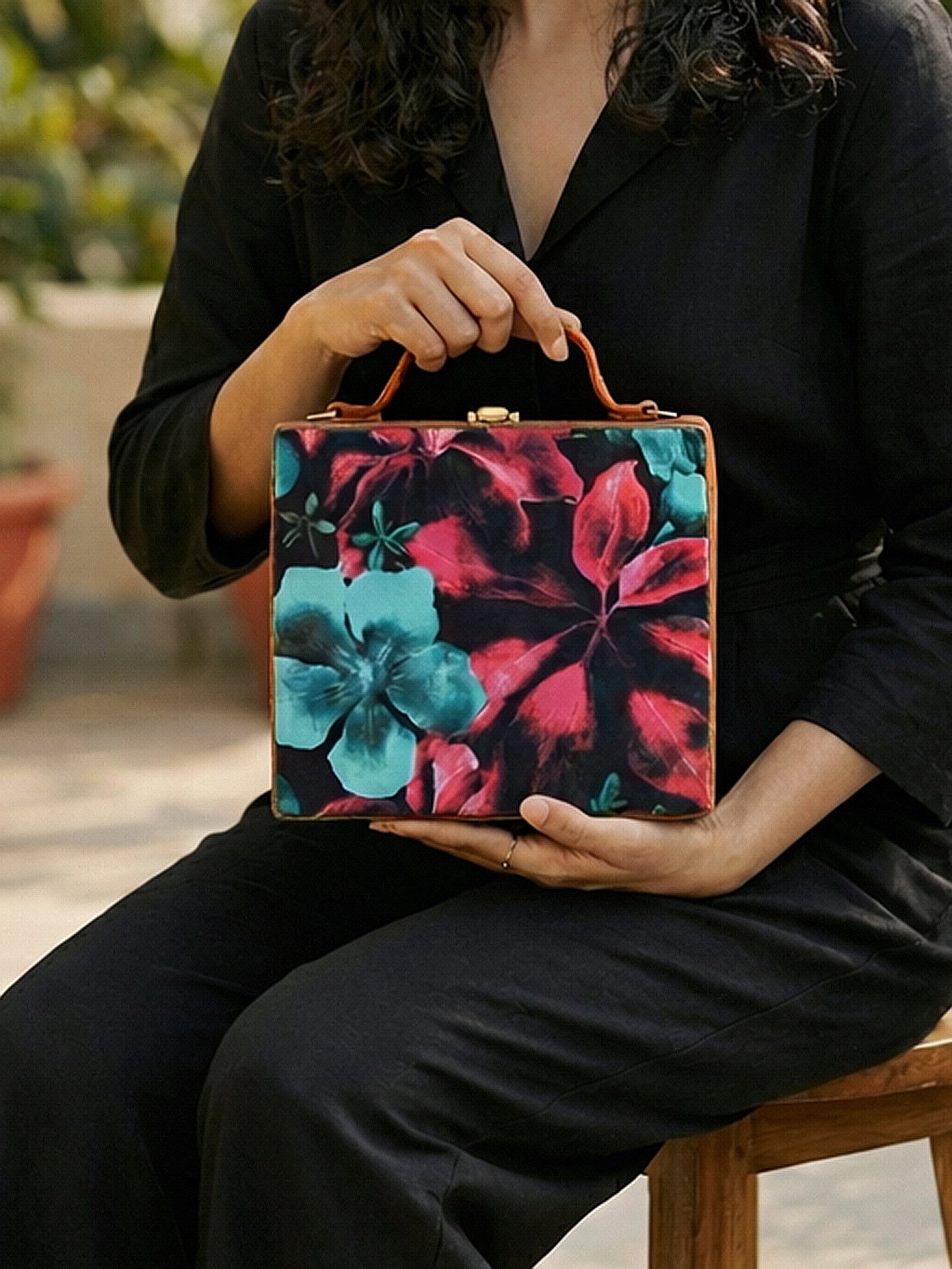 Pink-Blue Floral Suitcase Style
