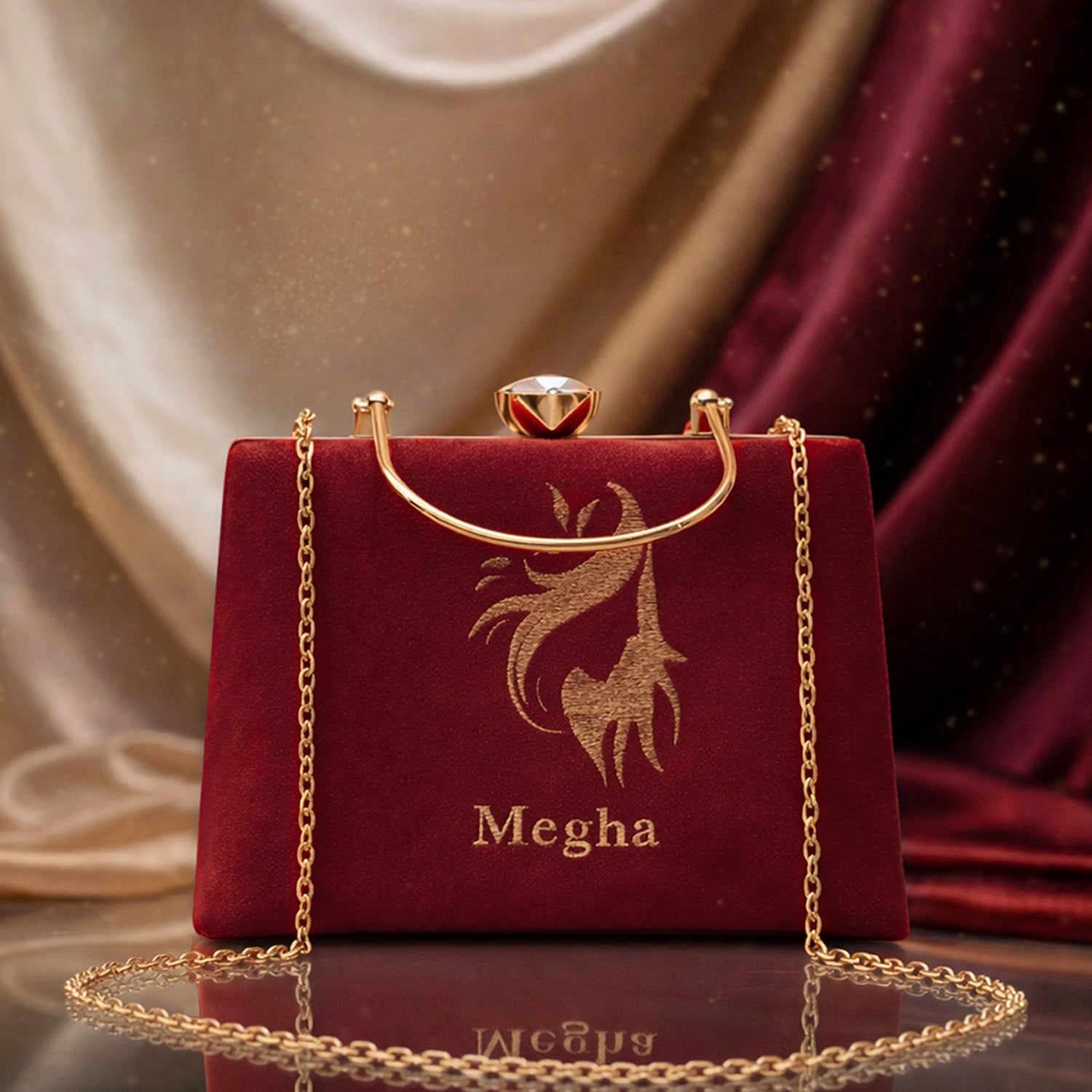 Artklim Mystic Grace Embroidery Name Customized Clutch