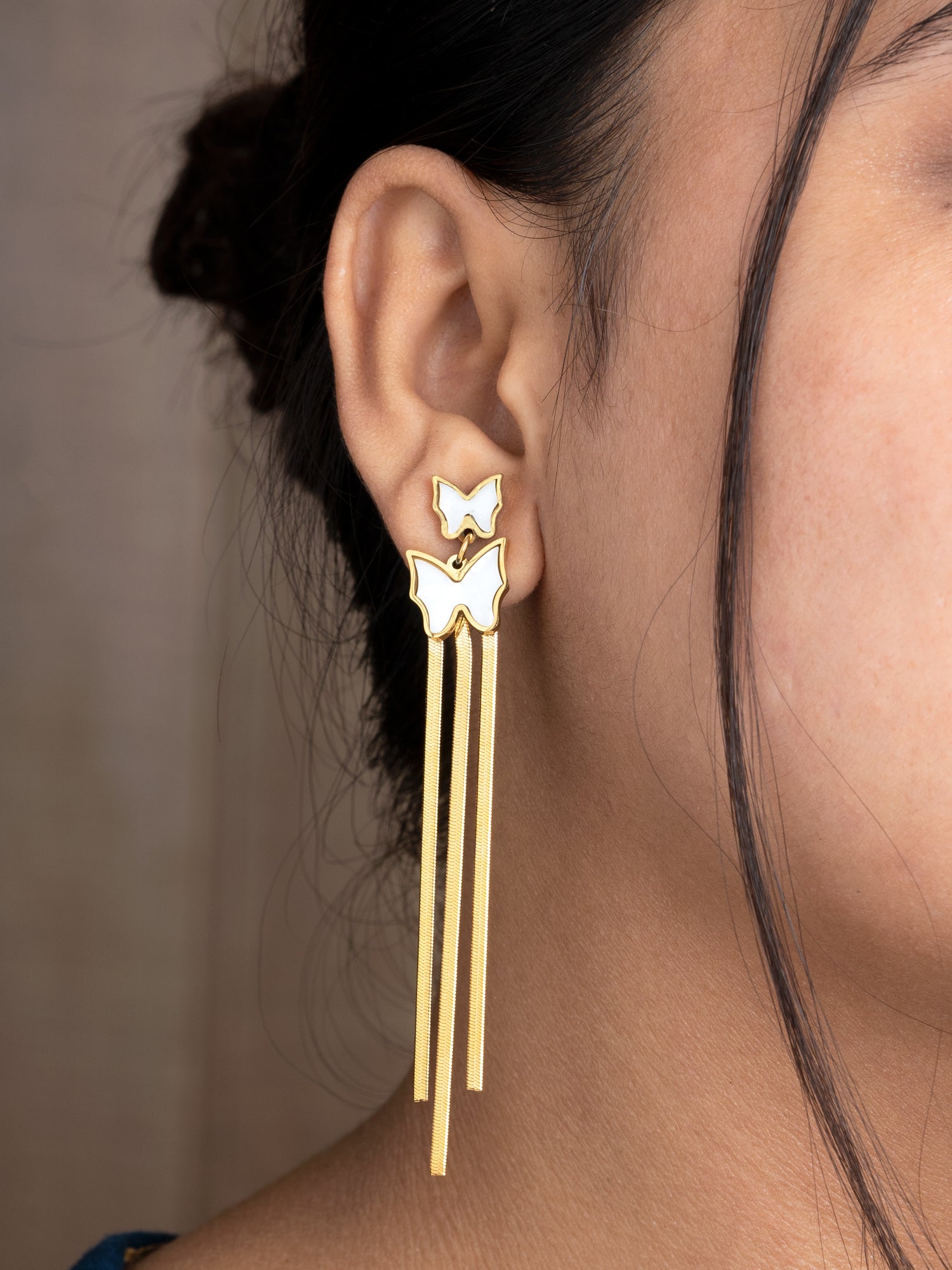Artklim Golden Flutter Drop Earrings