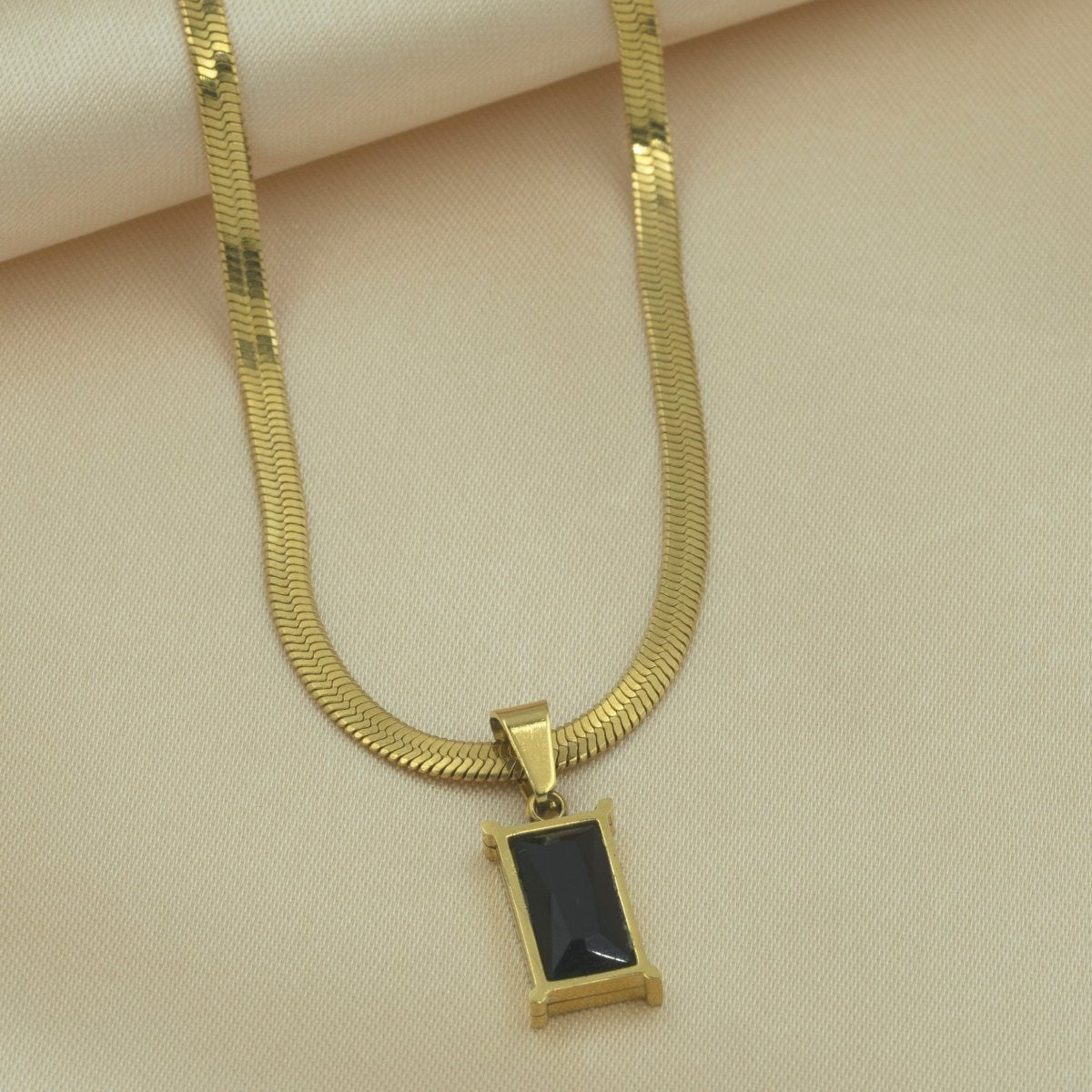 Artklim Gold Plated Black Cube Pendant Necklace