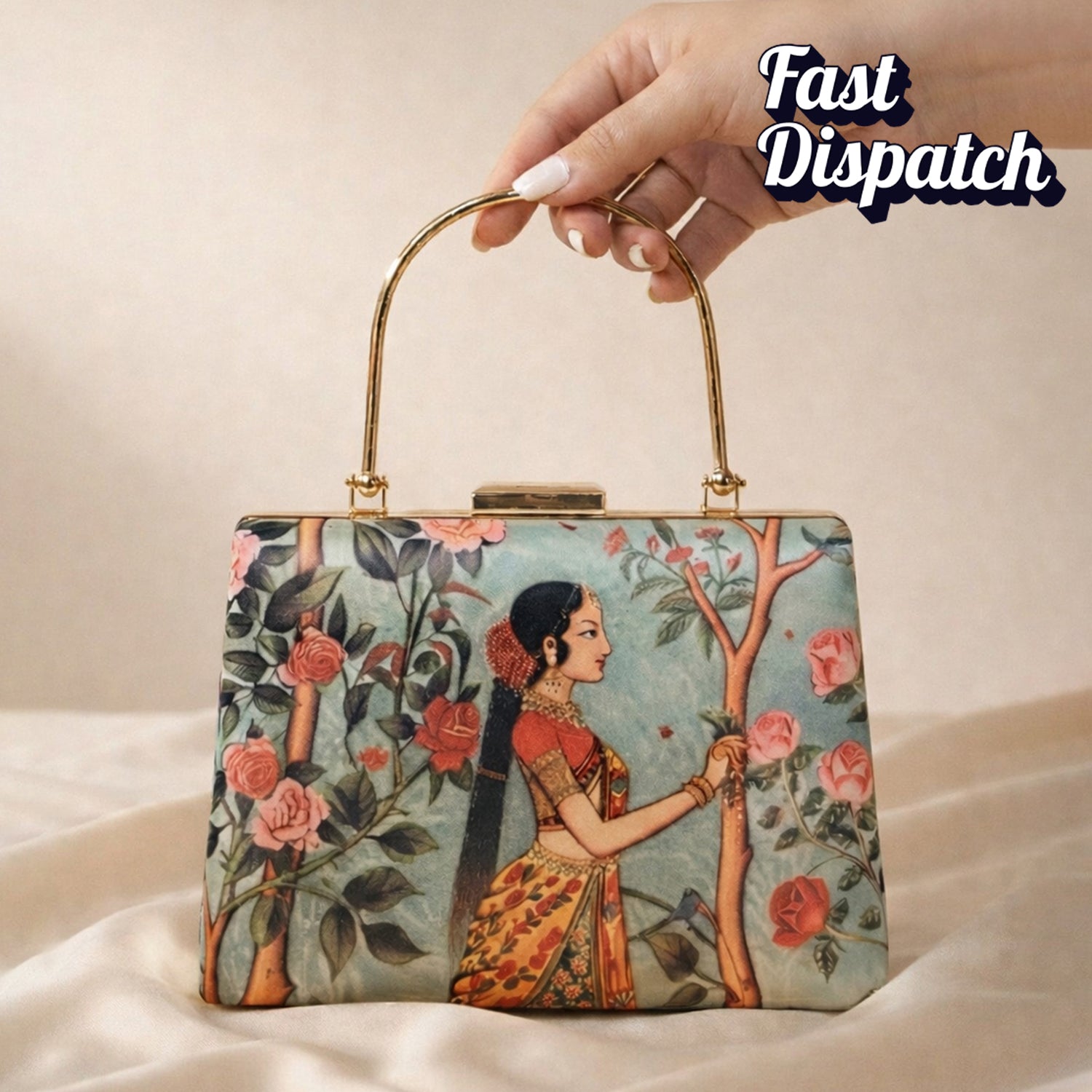 Artklim Traditional Women Portrait Printed Clutch