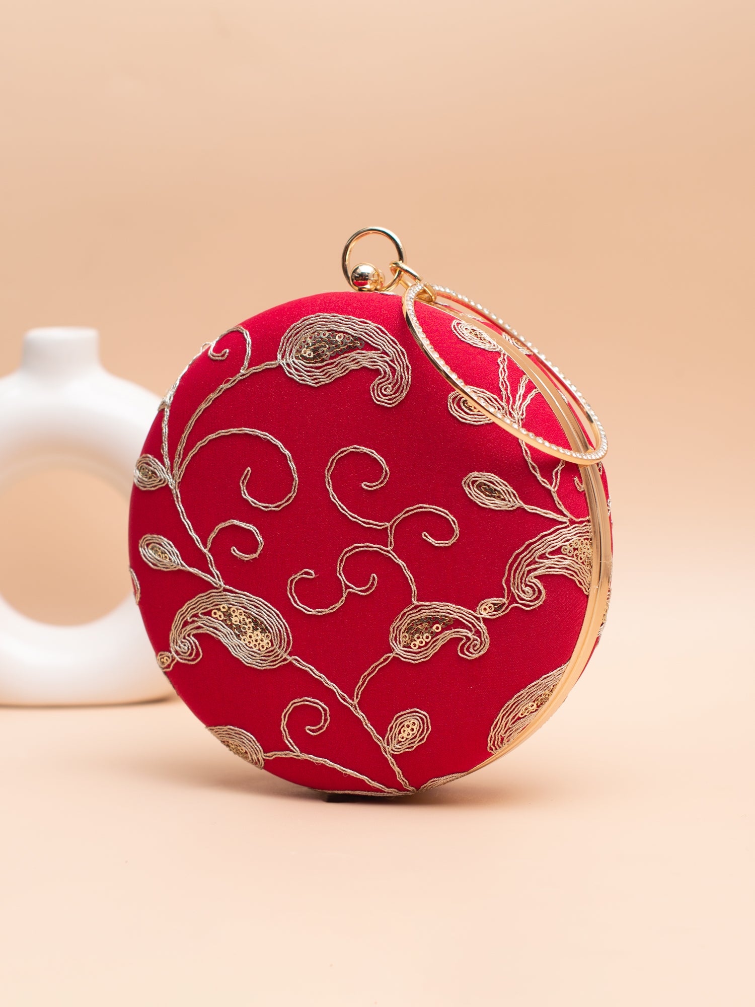 Artklim Red with Golden Paisley & Swirl Work