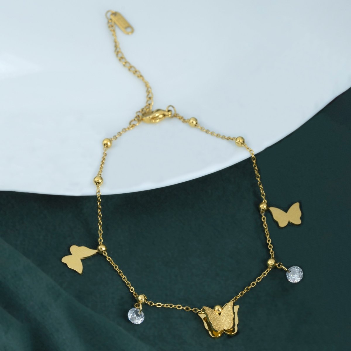 Artklim Gold Plated Butterfly Charms Bracelet