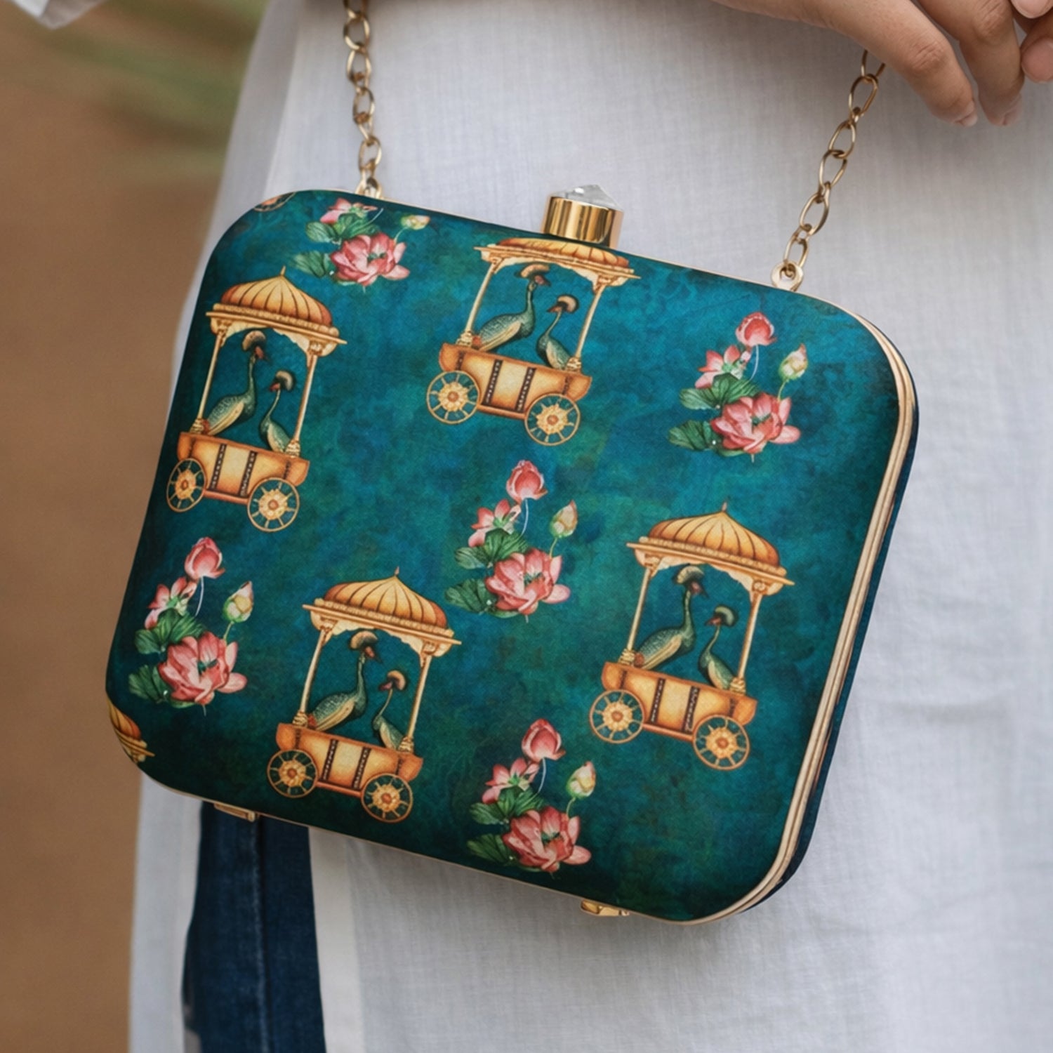 Artklim Blue Asethetic Printed Clutch